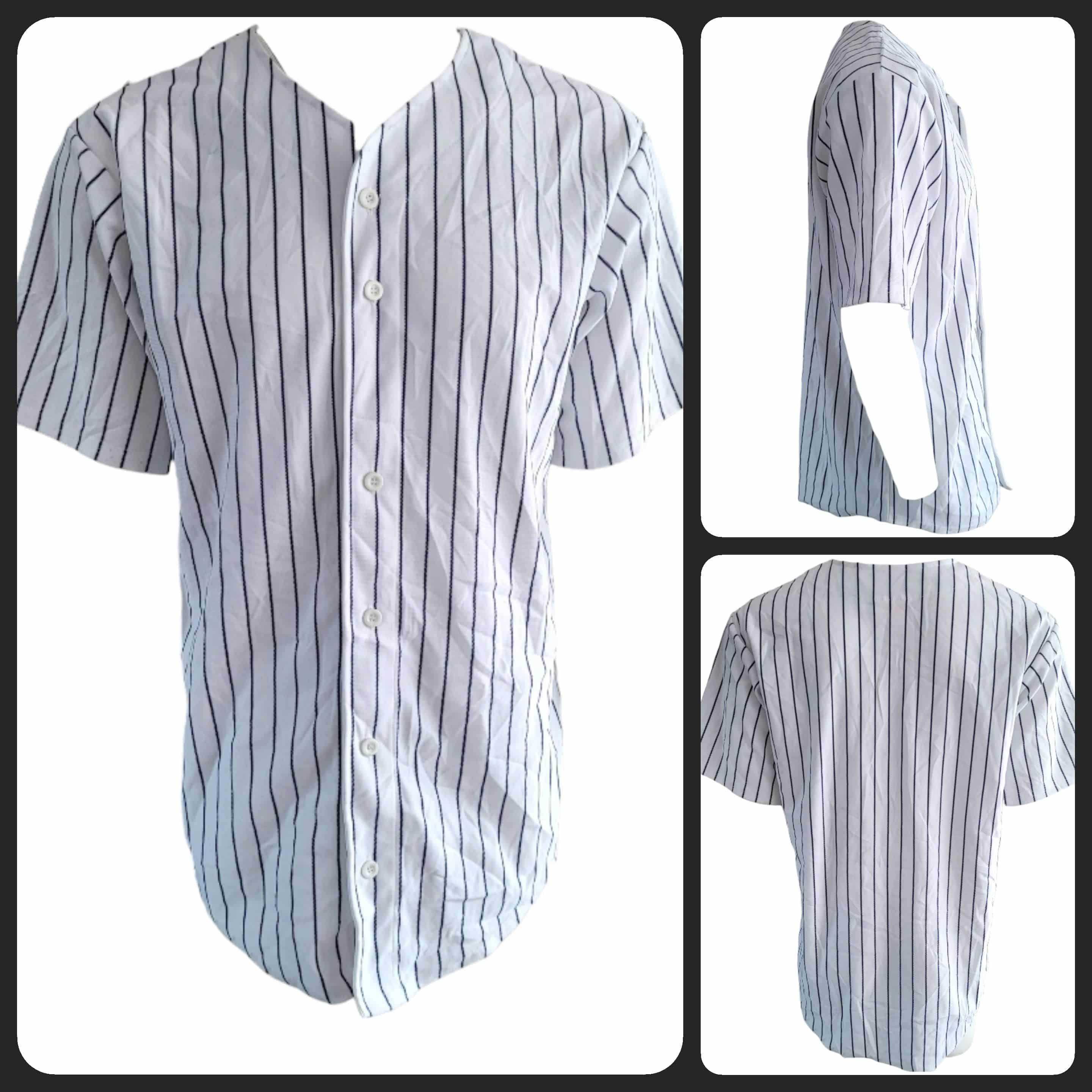 Teamwork Athletic Apparel XL Baseball Jersey For Men - White/Navy Pinstripe - 100% Polyester - USASTARFASHION
