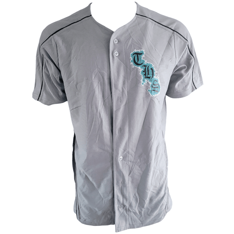 THS Seniors Baseball Jersey by A4 | Custom Gray Button - Up | Grade A Condition | Size M - USASTARFASHION