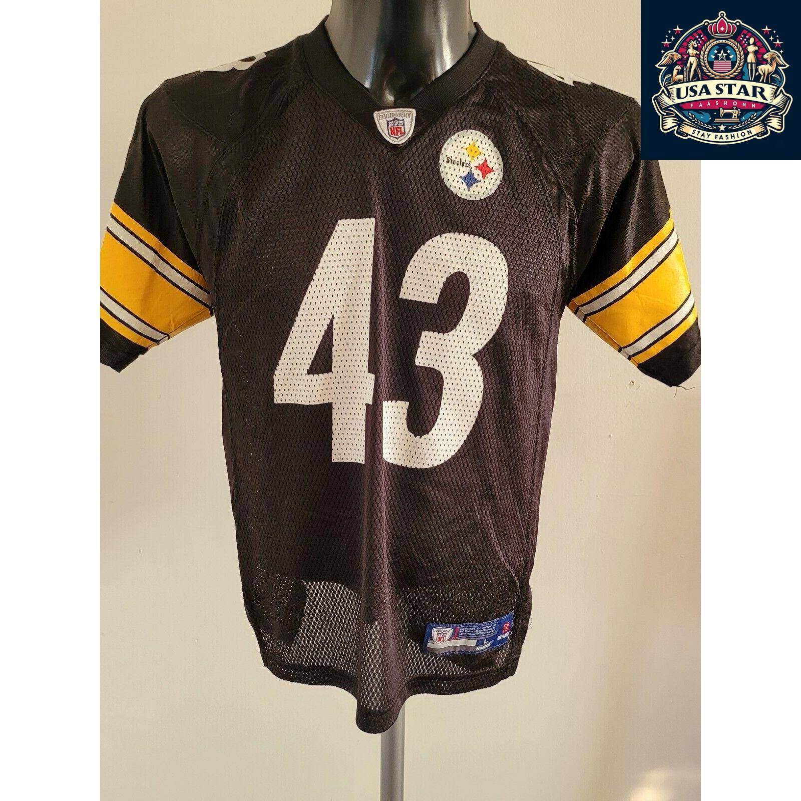 Troy Polamalu 43 Reebok Jersey Youth Large - Official NFL Pittsburgh Steelers Merchandise - USASTARFASHION