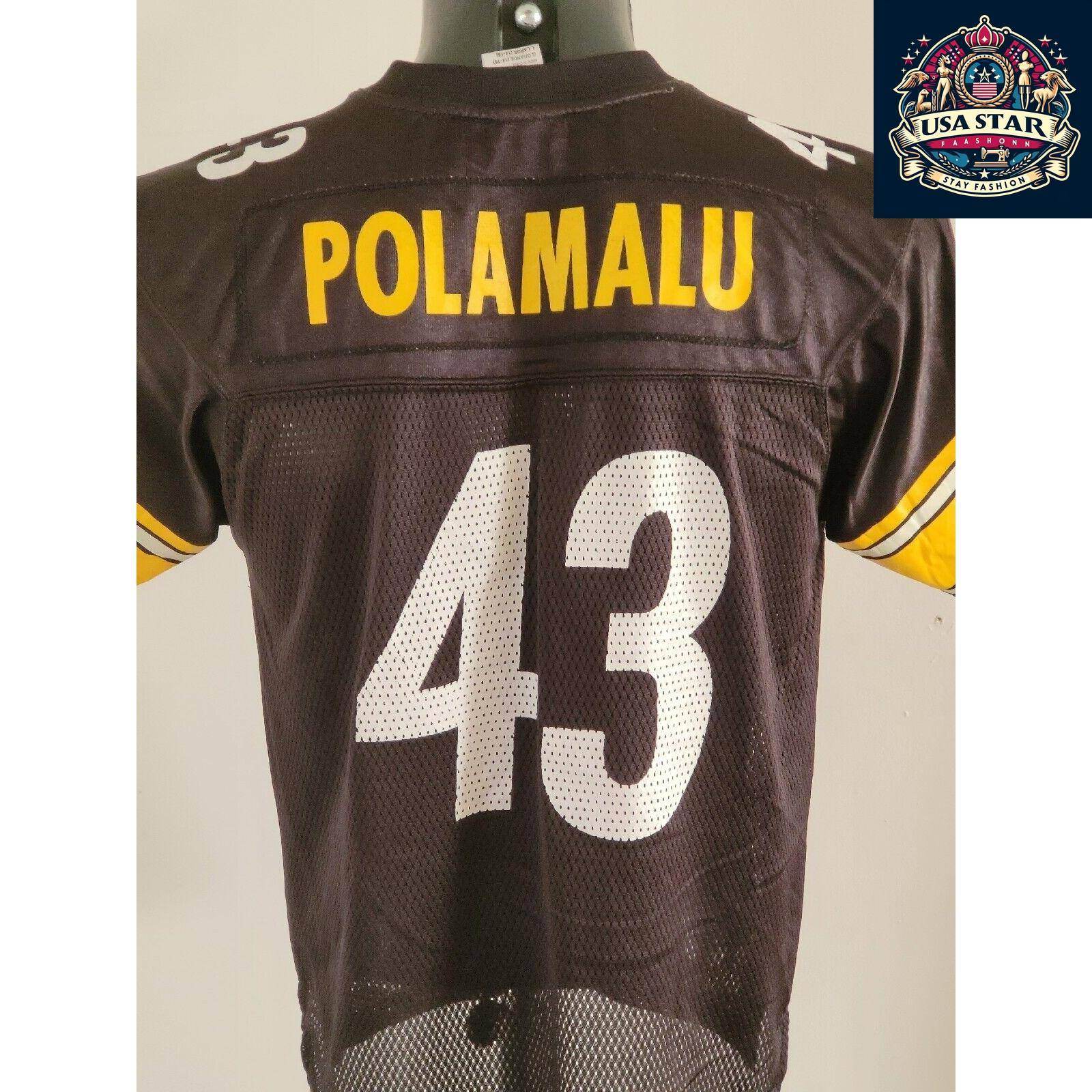 Troy Polamalu 43 Reebok Jersey Youth Large - Official NFL Pittsburgh Steelers Merchandise - USASTARFASHION