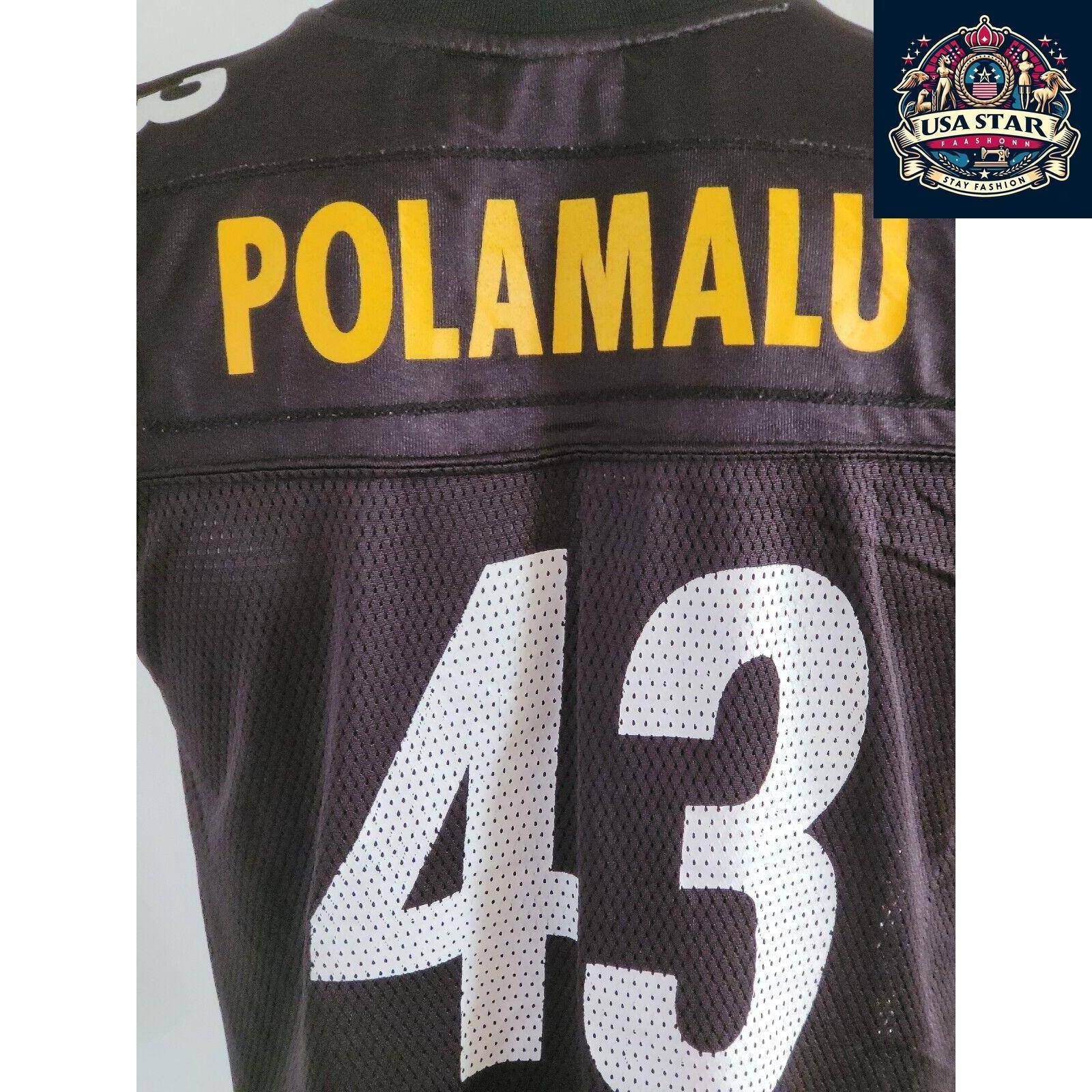 Troy Polamalu 43 Reebok Jersey Youth Large - Official NFL Pittsburgh Steelers Merchandise - USASTARFASHION