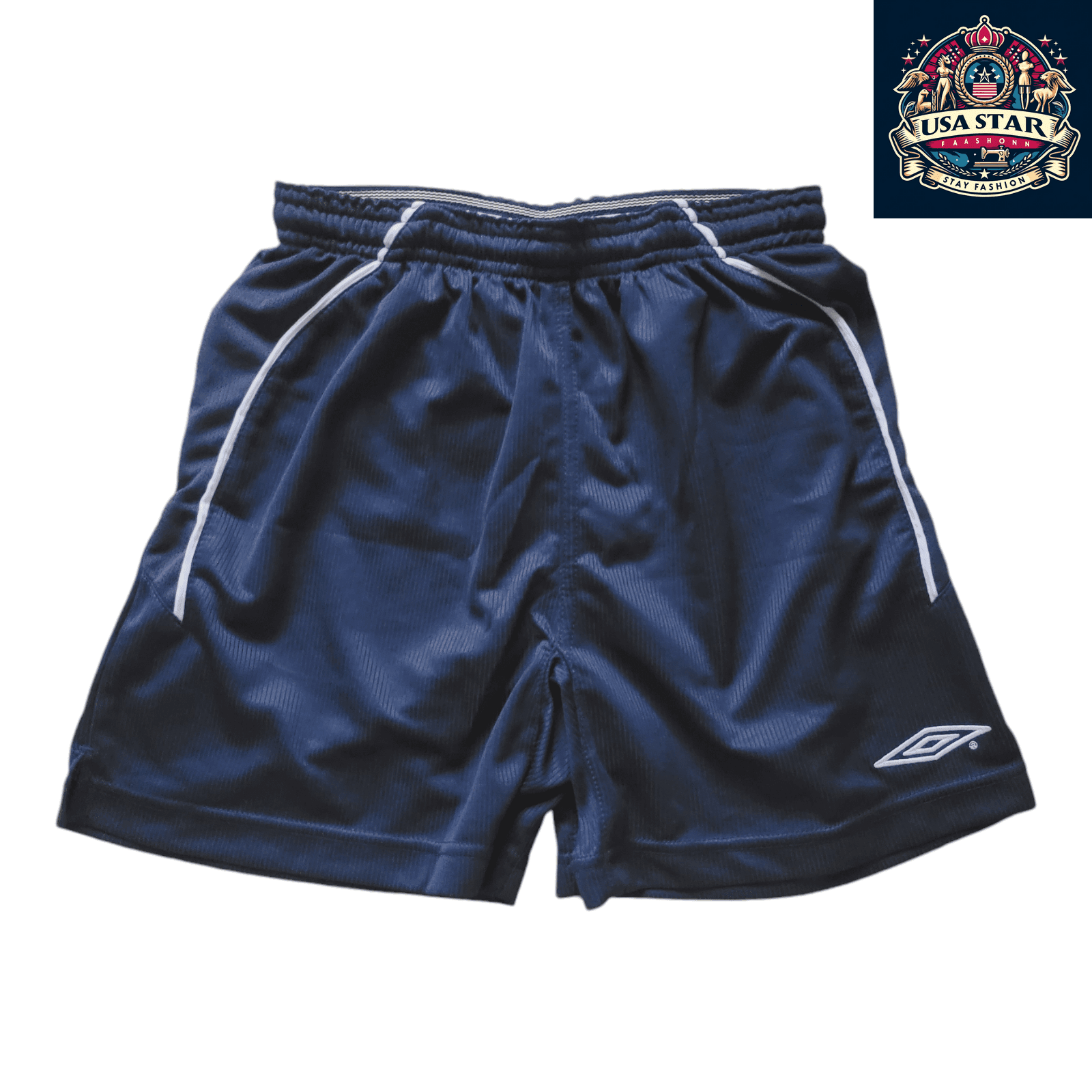 Umbro Flamengo Youth Athletic Shorts - Size 13Y - Navy Blue Sportswear - USASTARFASHION
