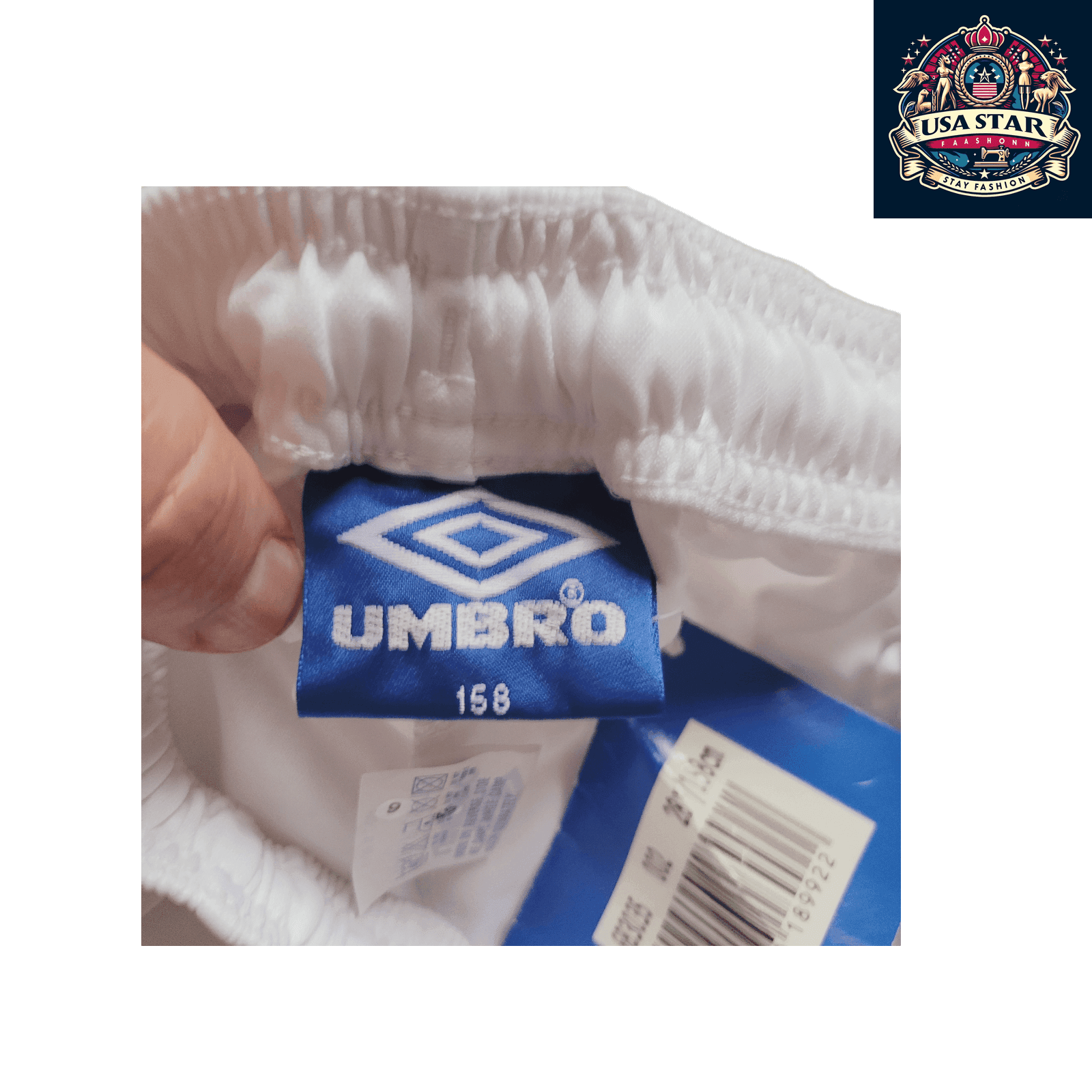 Umbro Shorts For Kids - White Youth Athletic Shorts Size 158 (79/2) with Elastic Waistband - USASTARFASHION