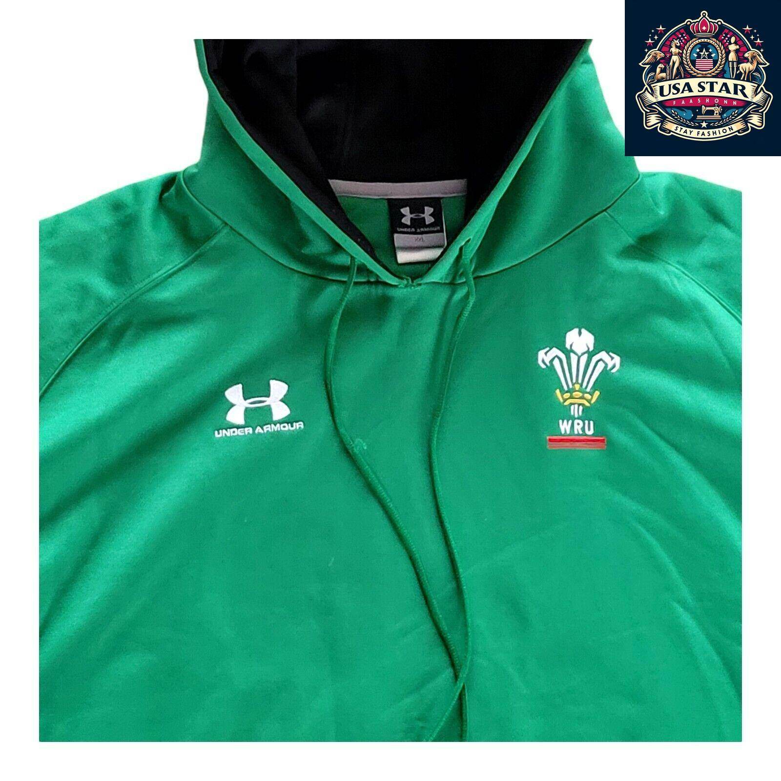 Under Armour Welsh Rugby Hoodie WRU Pullover Green Men’s X-Large - Comfortable & Stylish - USASTARFASHION