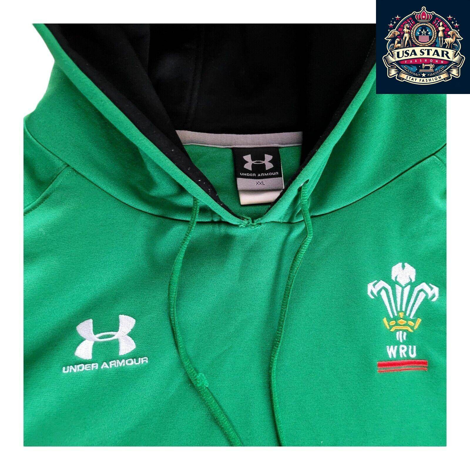 Under Armour Welsh Rugby Hoodie WRU Pullover Green Men’s X-Large - Comfortable & Stylish - USASTARFASHION