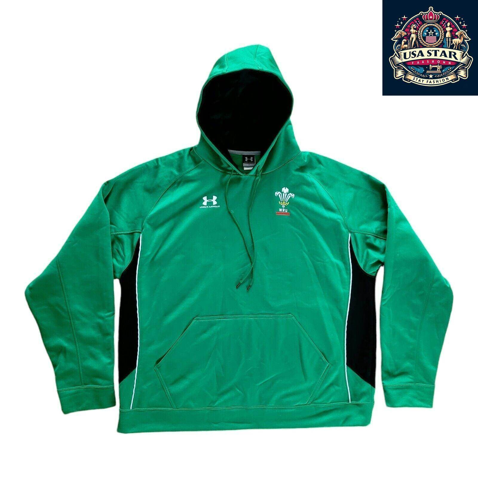 Under Armour Welsh Rugby Hoodie WRU Pullover Green Men’s X-Large - Comfortable & Stylish - USASTARFASHION