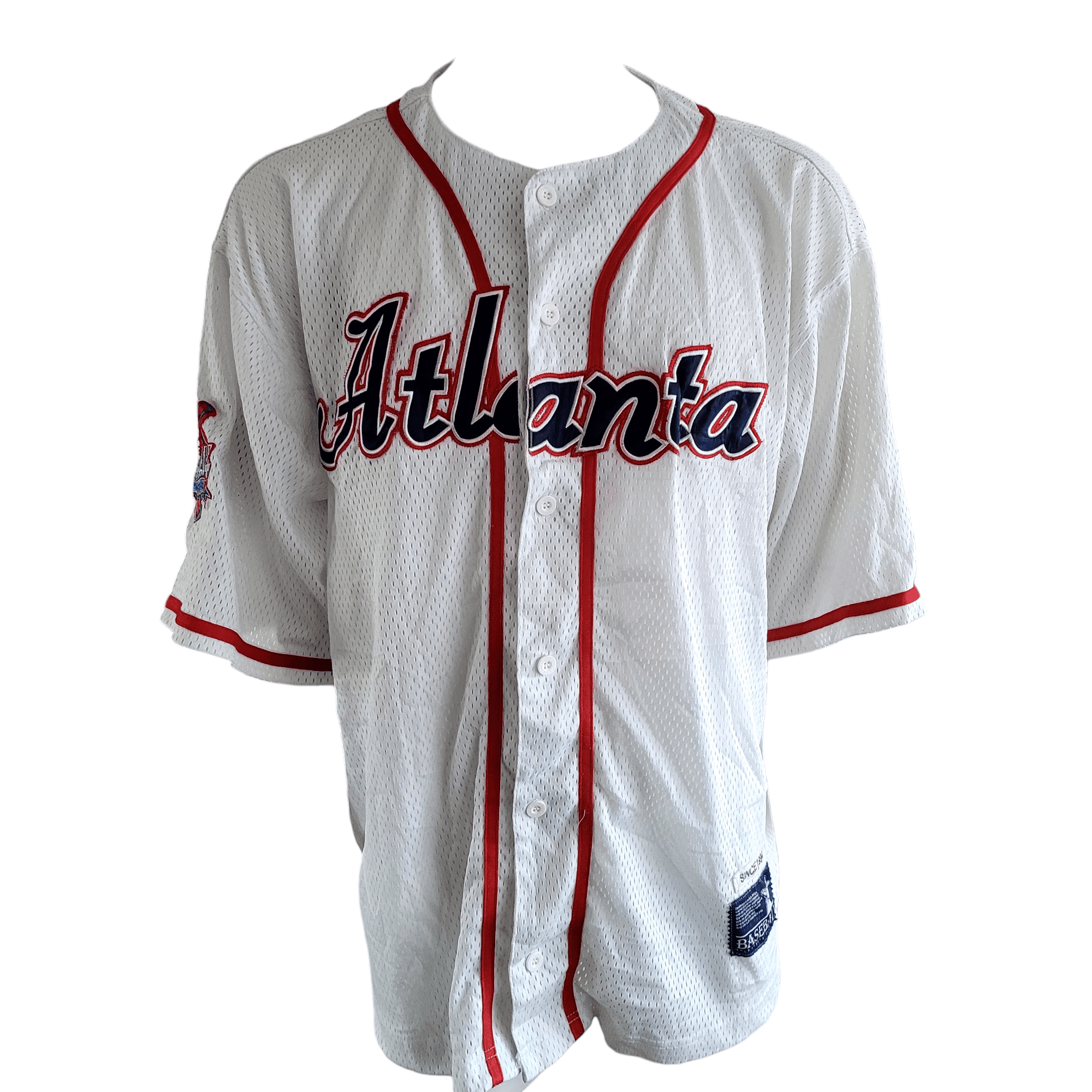 Unisex 2XL Atlanta Baseball Jersey in White/Red with Authentic Logos - K&S Sportswear - USASTARFASHION