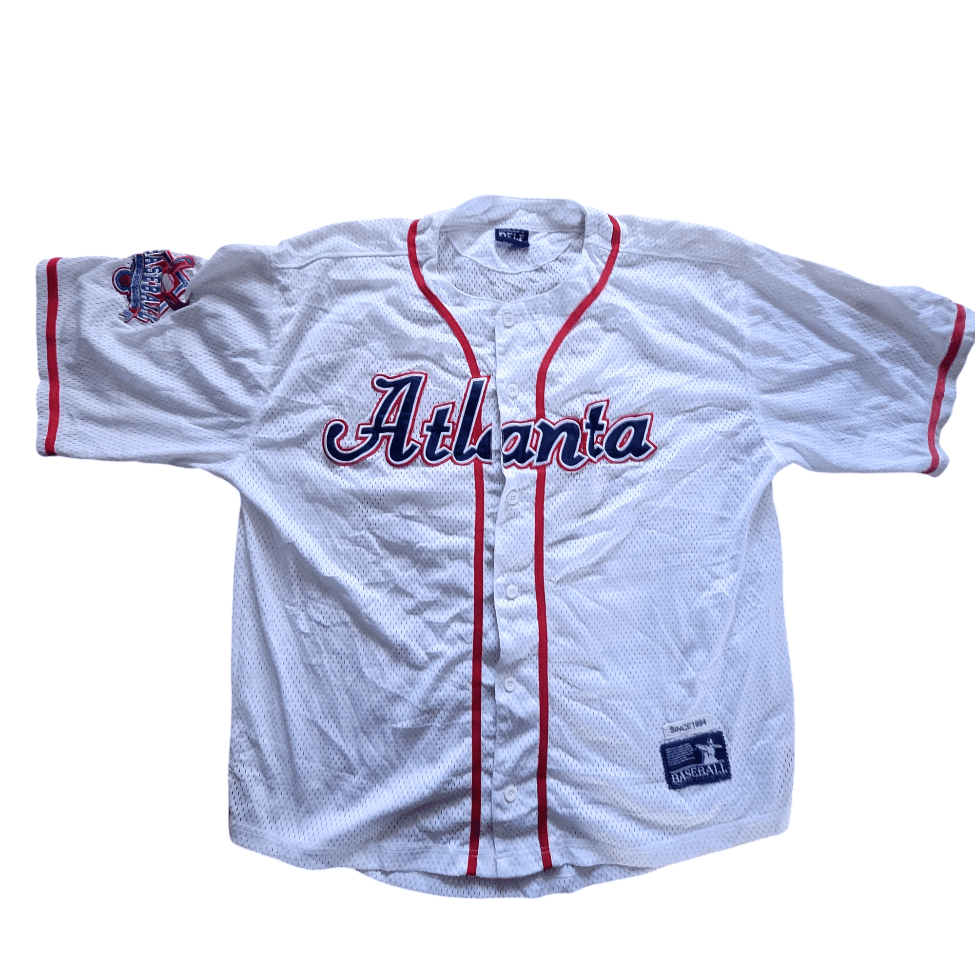 Unisex 2XL Atlanta Baseball Jersey in White/Red with Authentic Logos - K&S Sportswear - USASTARFASHION