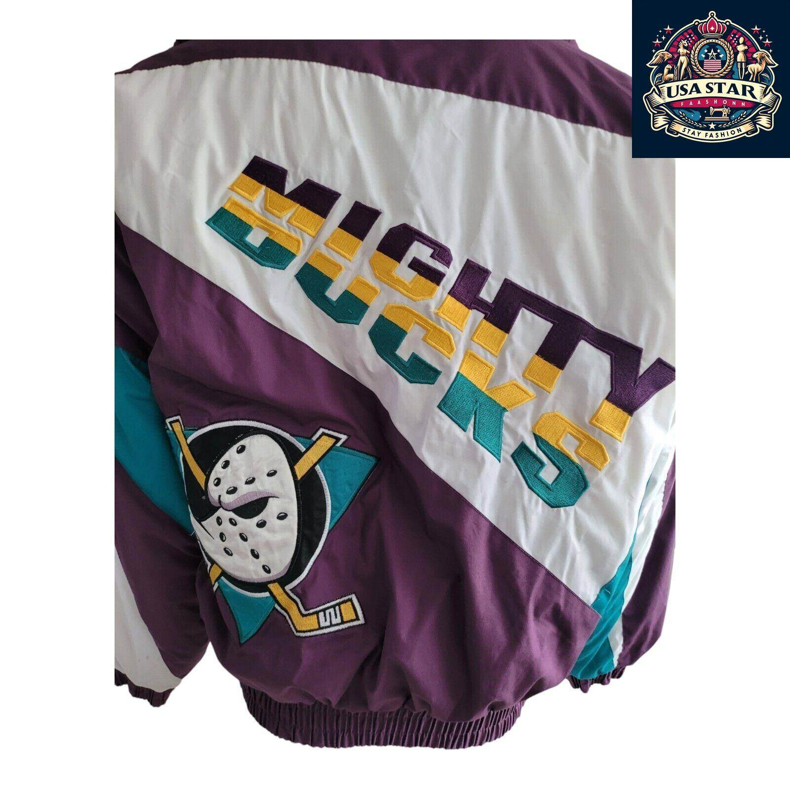 Vintage 90s Anaheim Mighty Ducks Pro Player Puffer Jacket Insulated Sz XL - USASTARFASHION
