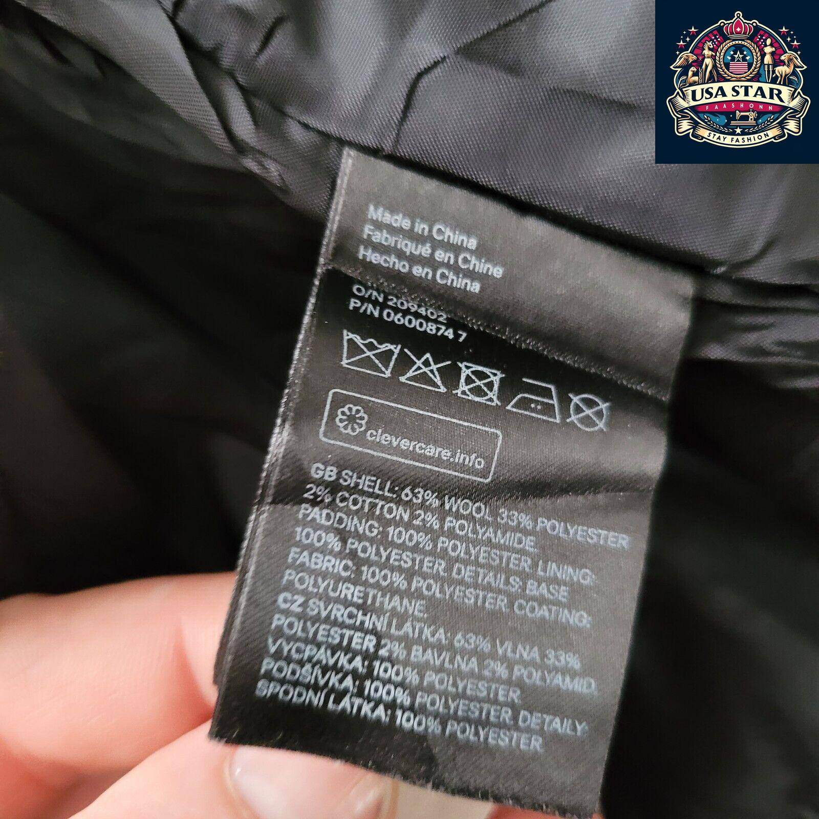 Vintage 90s Wool H&M Varsity Jacket Size L Black Retro Style with Snap Closure and Pockets - USASTARFASHION