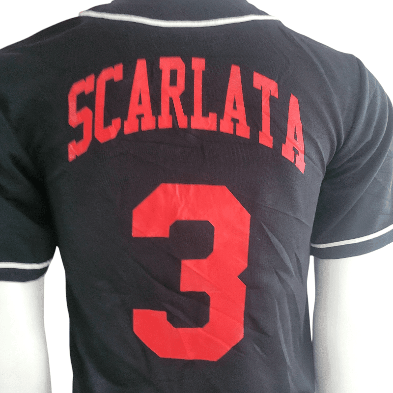 Vintage Baseball Jersey Scarlata 3 - Authentic Teamwork Athletic Apparel, Grade A Condition, Black & Red - USASTARFASHION