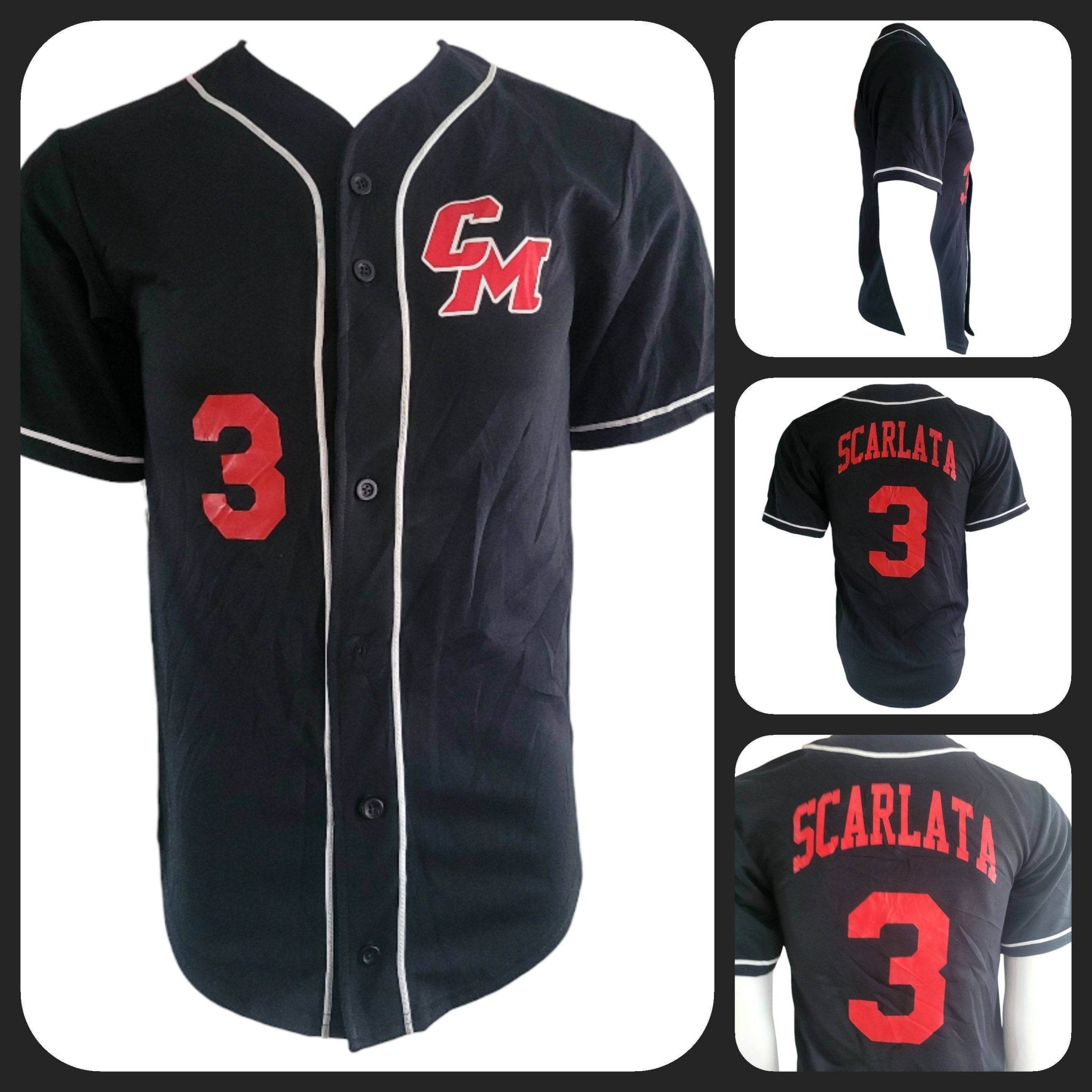 Vintage Baseball Jersey Scarlata 3 - Authentic Teamwork Athletic Apparel, Grade A Condition, Black & Red - USASTARFASHION