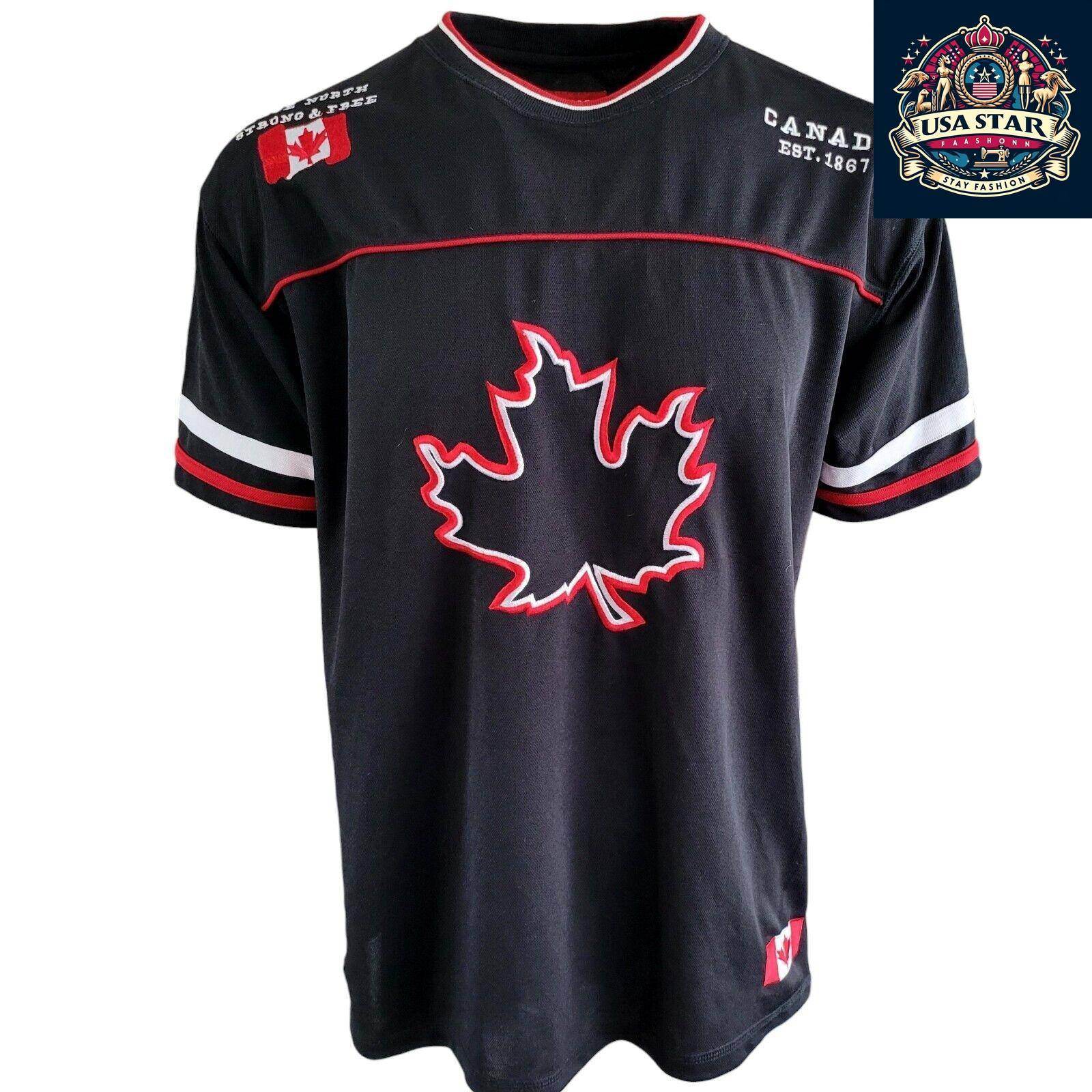 Vintage Canada Hockey Jersey With Maple Leaf Logo - Size XL/TG, Black, White, Red - USASTARFASHION