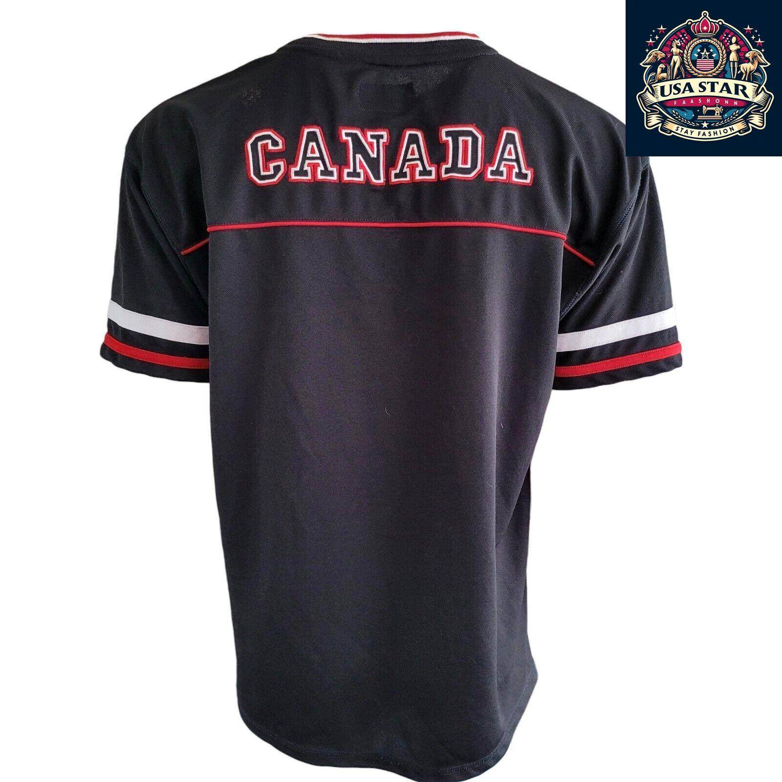 Vintage Canada Hockey Jersey With Maple Leaf Logo - Size XL/TG, Black, White, Red - USASTARFASHION