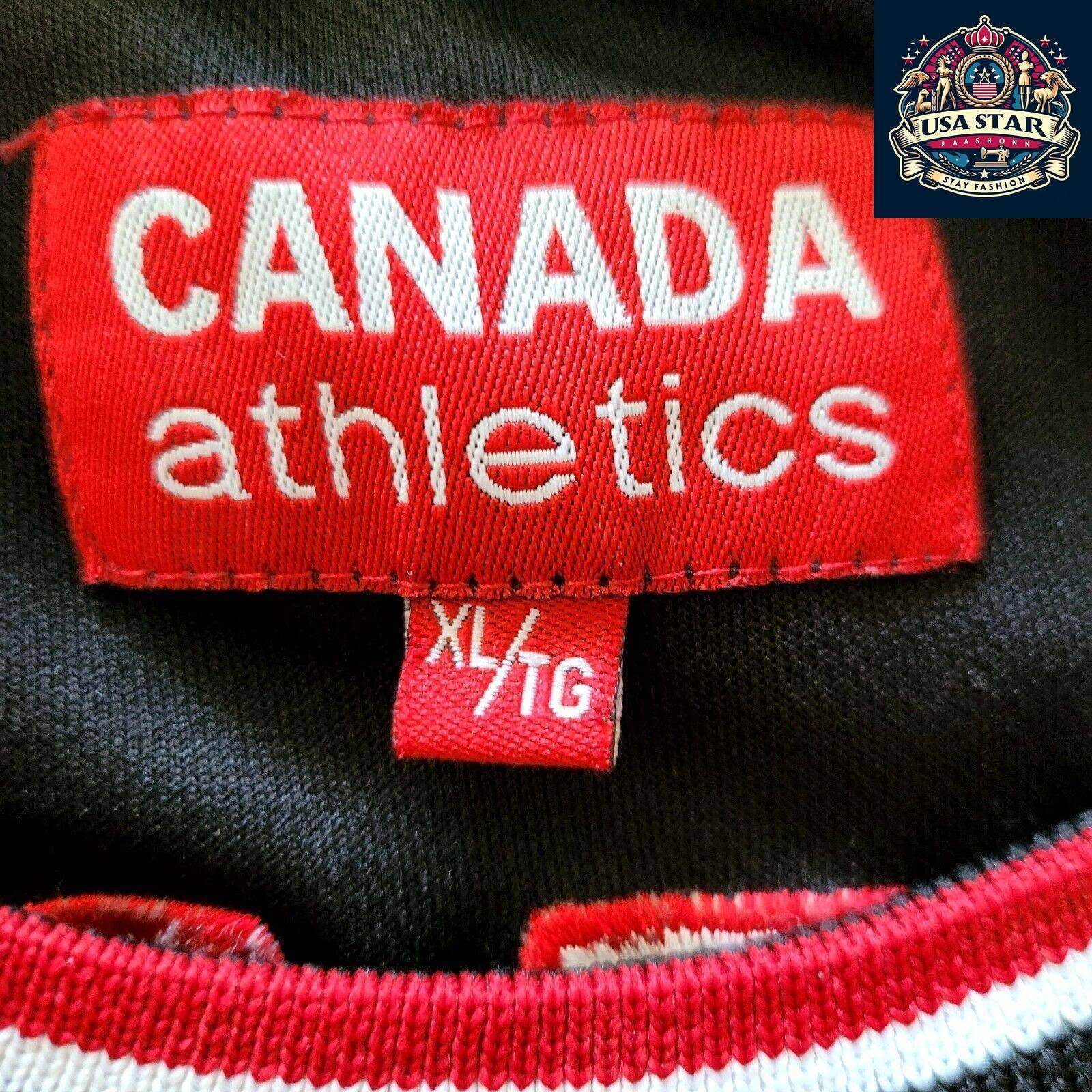 Vintage Canada Hockey Jersey With Maple Leaf Logo - Size XL/TG, Black, White, Red - USASTARFASHION