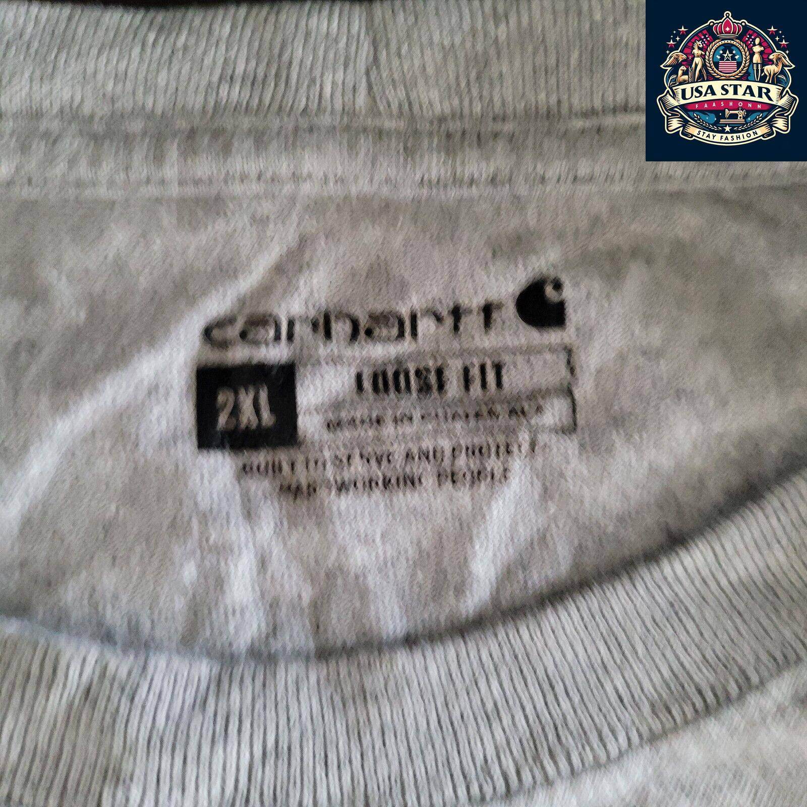 Vintage Carhartt Gray T-Shirt | Size 2XL | Classic Logo Pocket Tee - USASTARFASHION