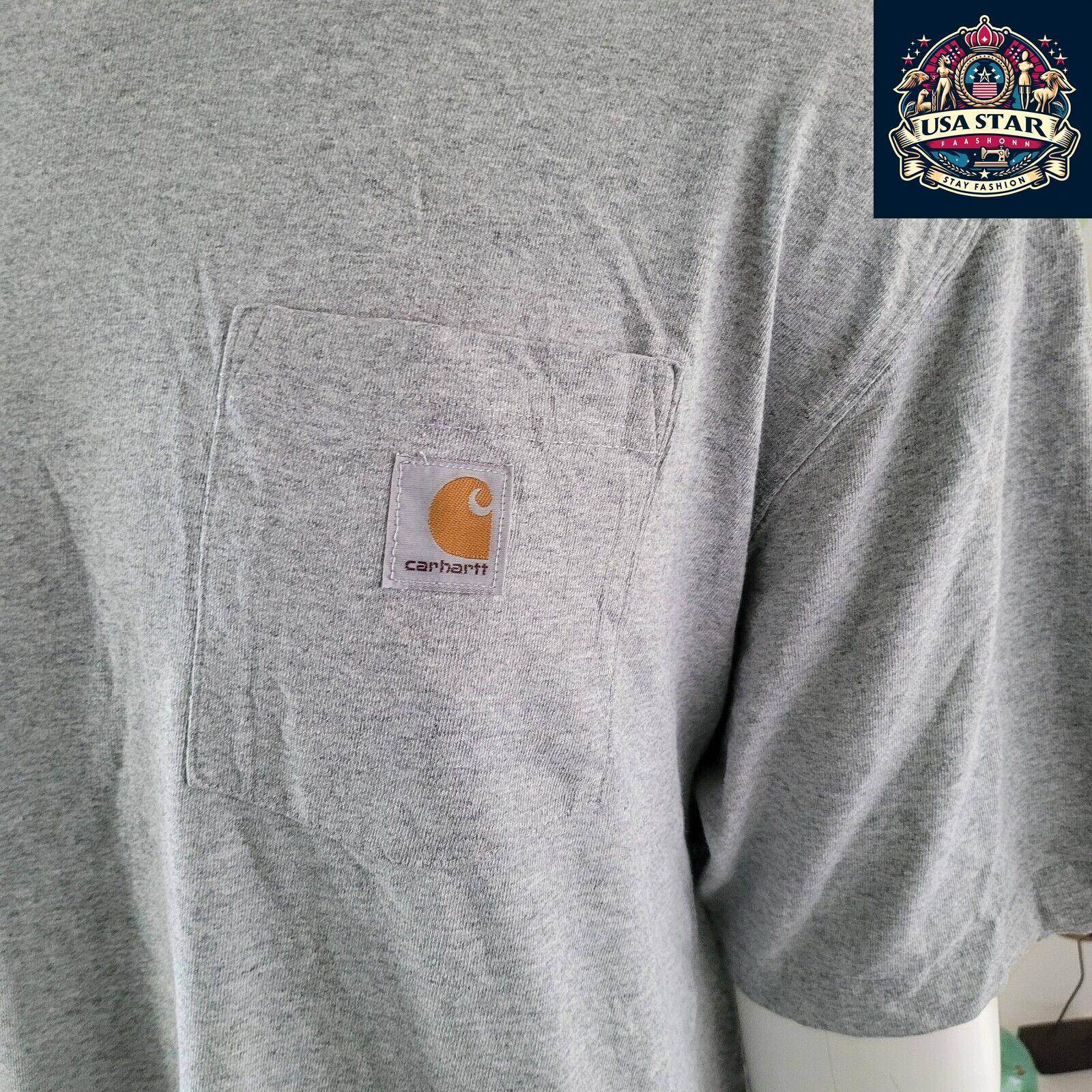 Vintage Carhartt Gray T-Shirt | Size 2XL | Classic Logo Pocket Tee - USASTARFASHION