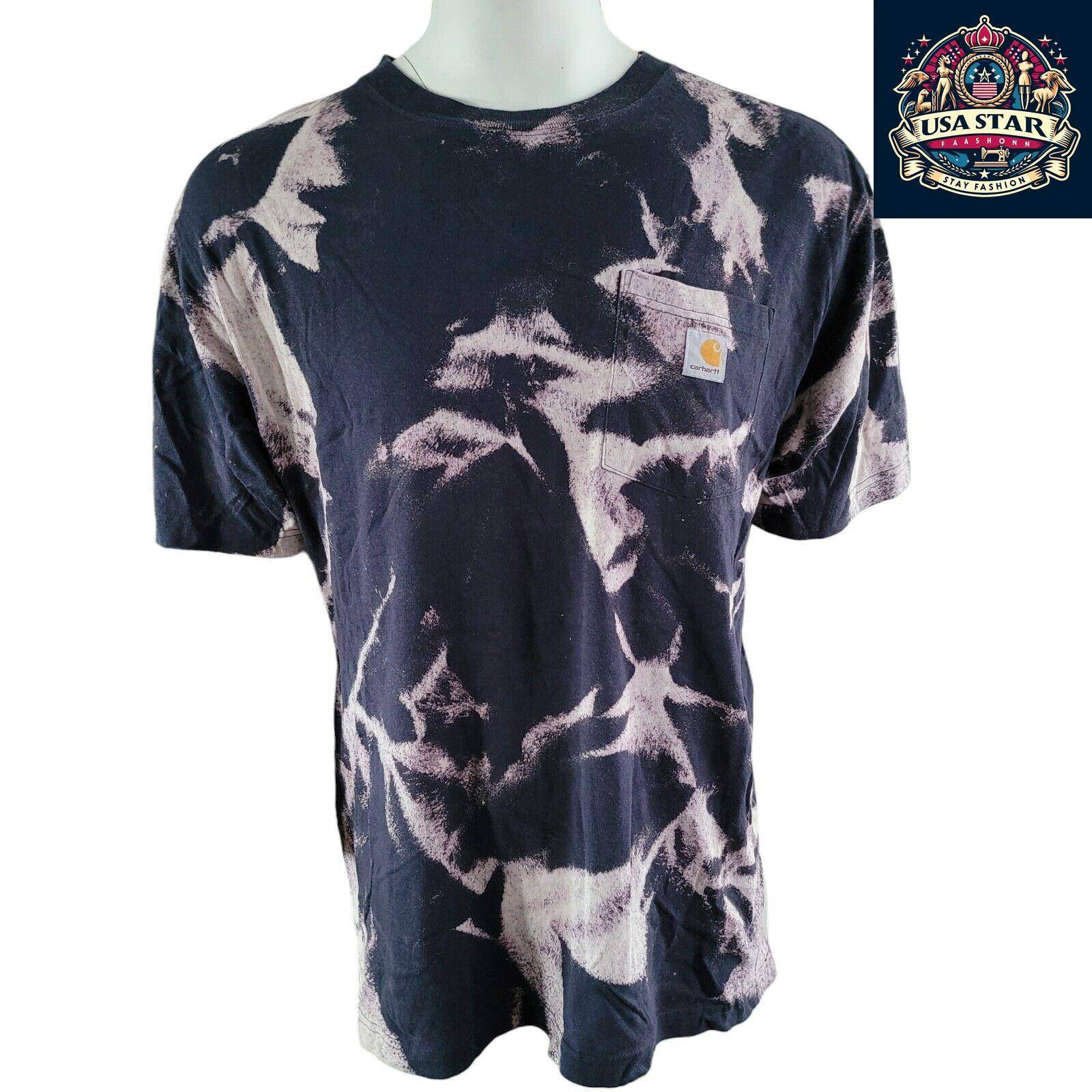 Vintage Carhartt Tie - Dye T-Shirt Navy Blue | Size L | Front Pocket Logo - USASTARFASHION