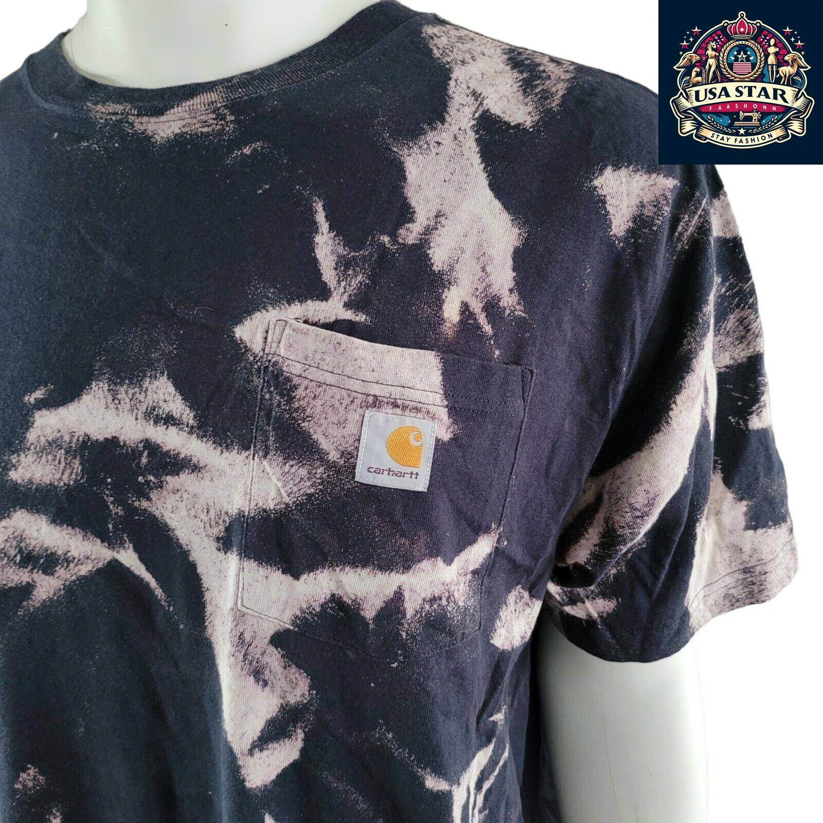 Vintage Carhartt Tie - Dye T-Shirt Navy Blue | Size L | Front Pocket Logo - USASTARFASHION
