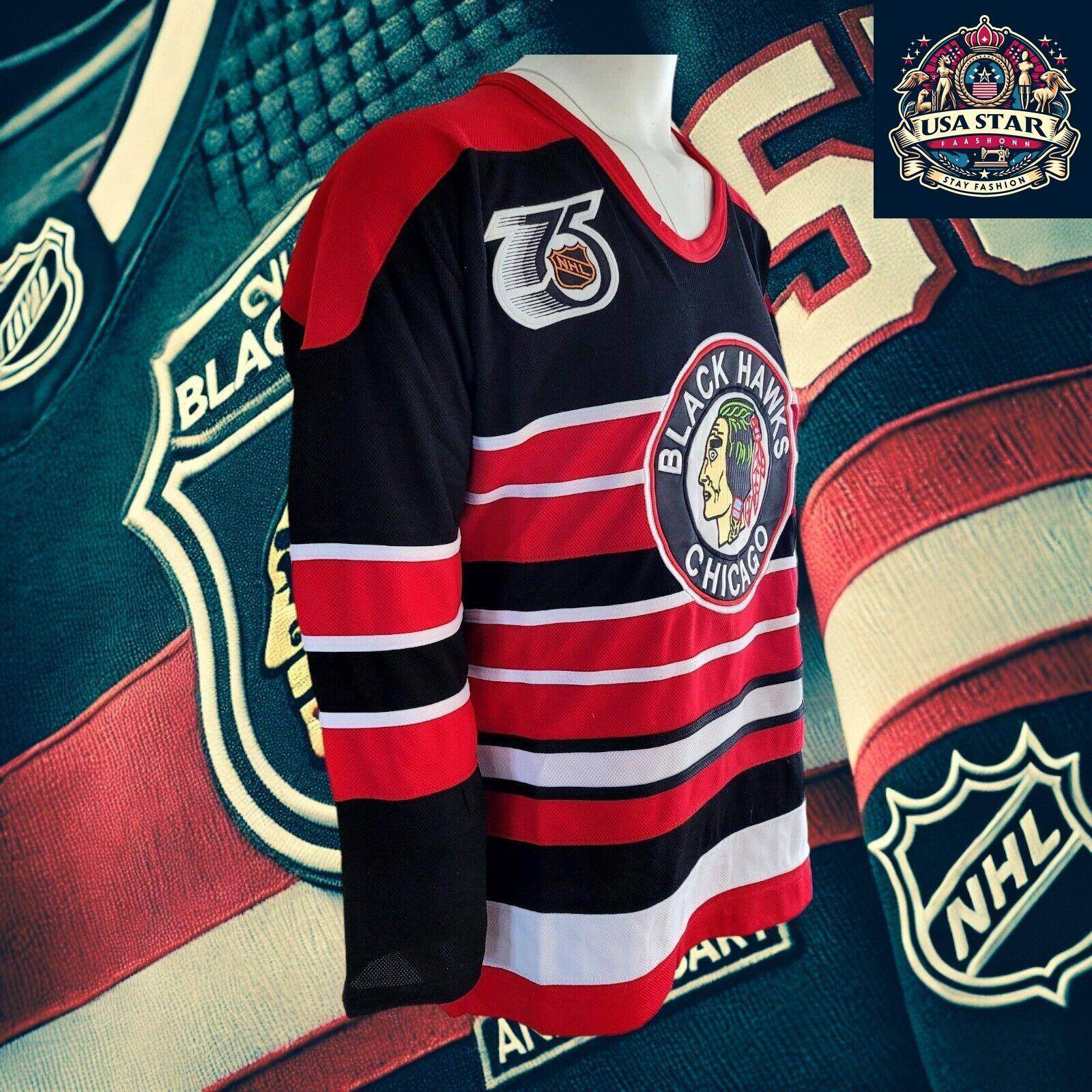 Vintage CCM Chicago Blackhawks Bill Mosienko 8 Hockey Jersey Size 52 - USASTARFASHION
