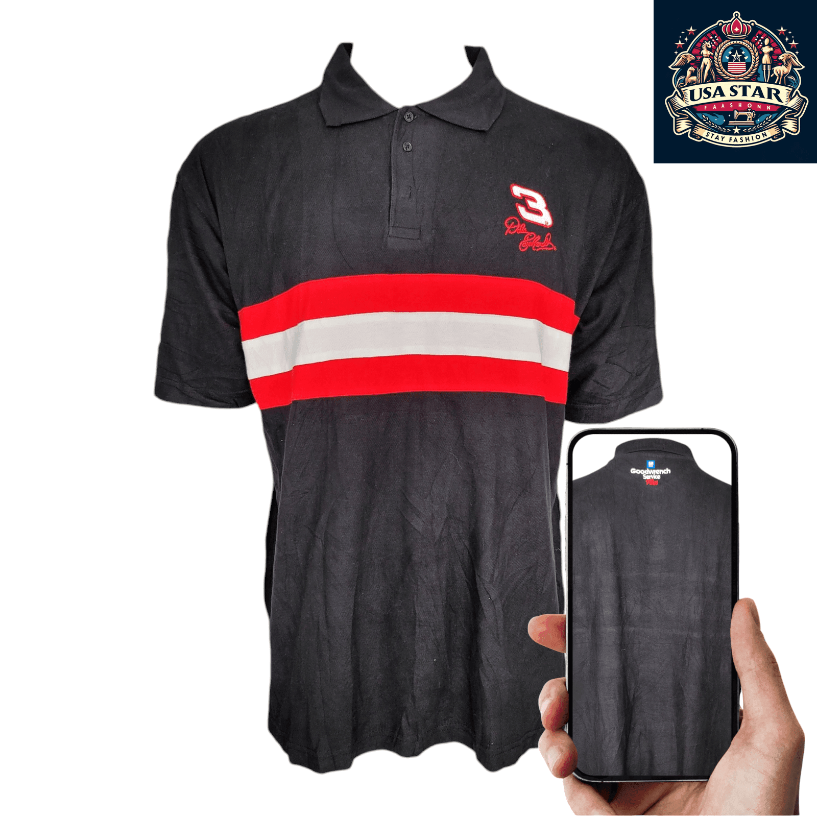 Vintage Dale Earnhardt Polo Shirt with Goodwrench Logo | Classic Racing Style for Fans - USASTARFASHION