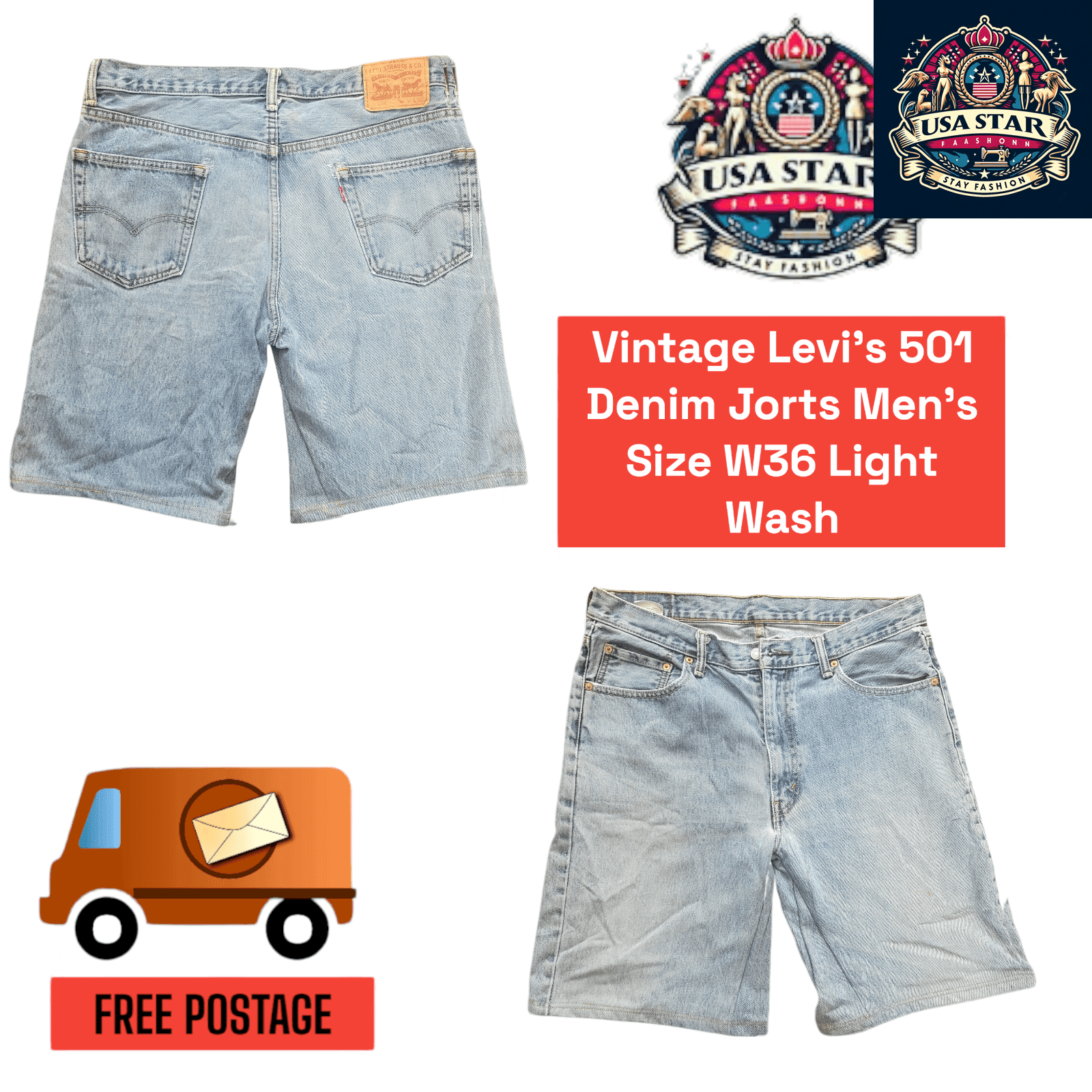 Vintage Levi's 501 Denim Jorts Men's Size W36 Light Wash - USASTARFASHION