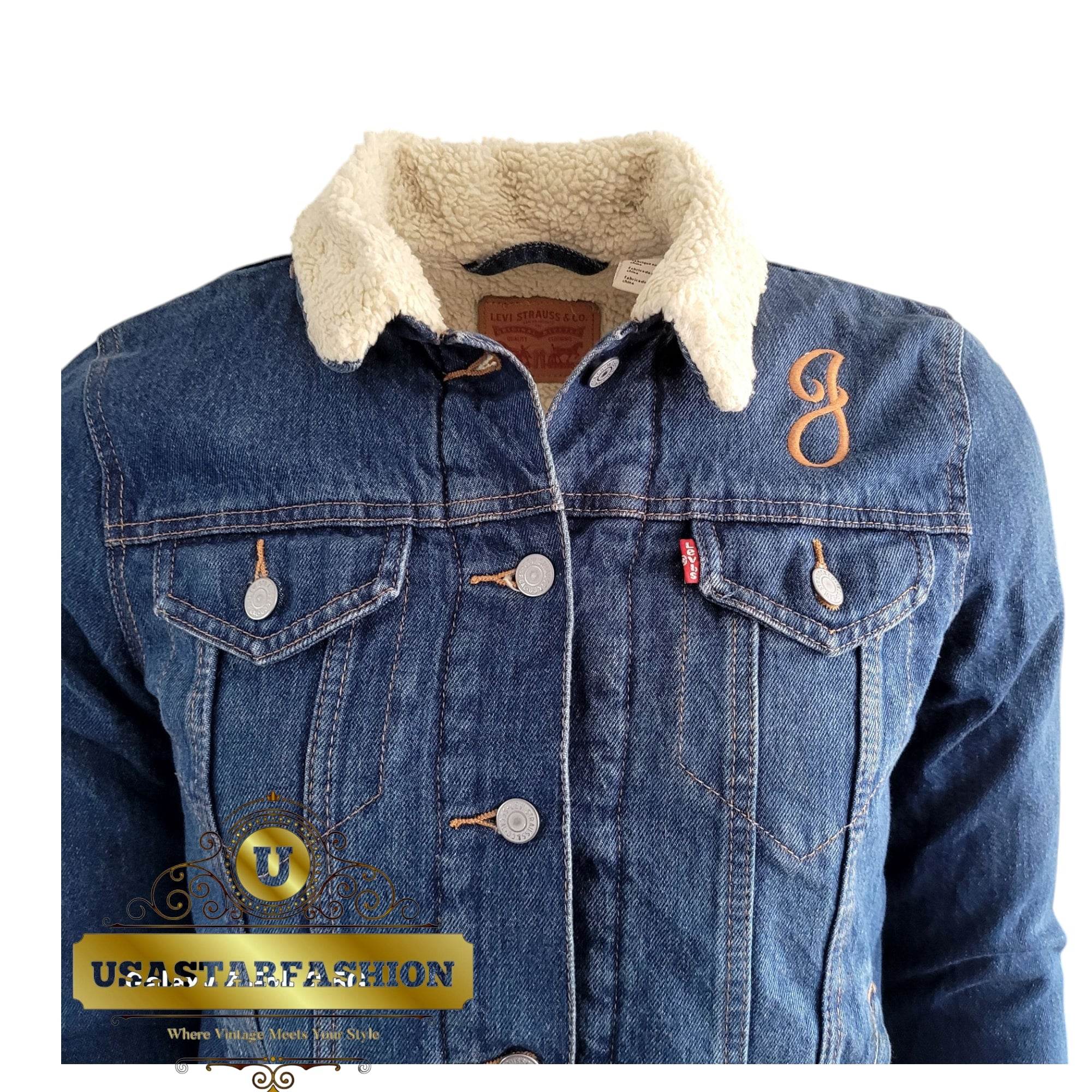 Vintage Levi’s Sherpa Trucker Jacket – Blue Denim, Size M - USASTARFASHION