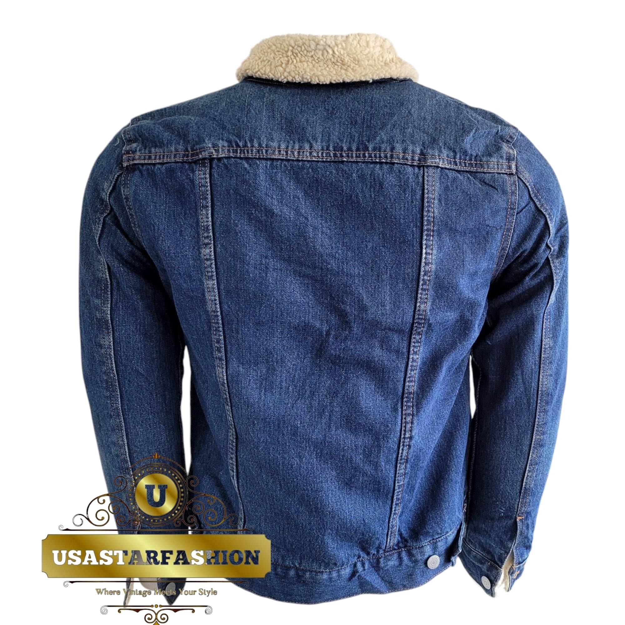 Vintage Levi’s Sherpa Trucker Jacket – Blue Denim, Size M - USASTARFASHION