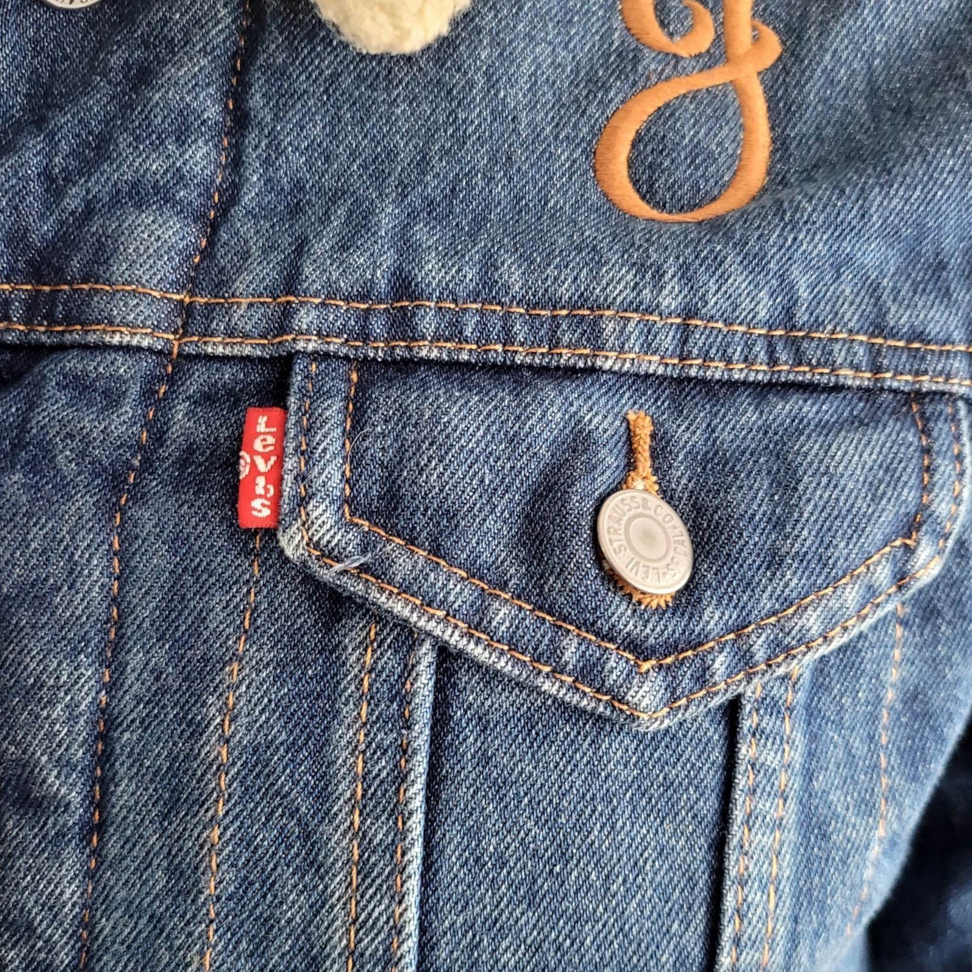 Vintage Levi’s Sherpa Trucker Jacket – Blue Denim, Size M - USASTARFASHION