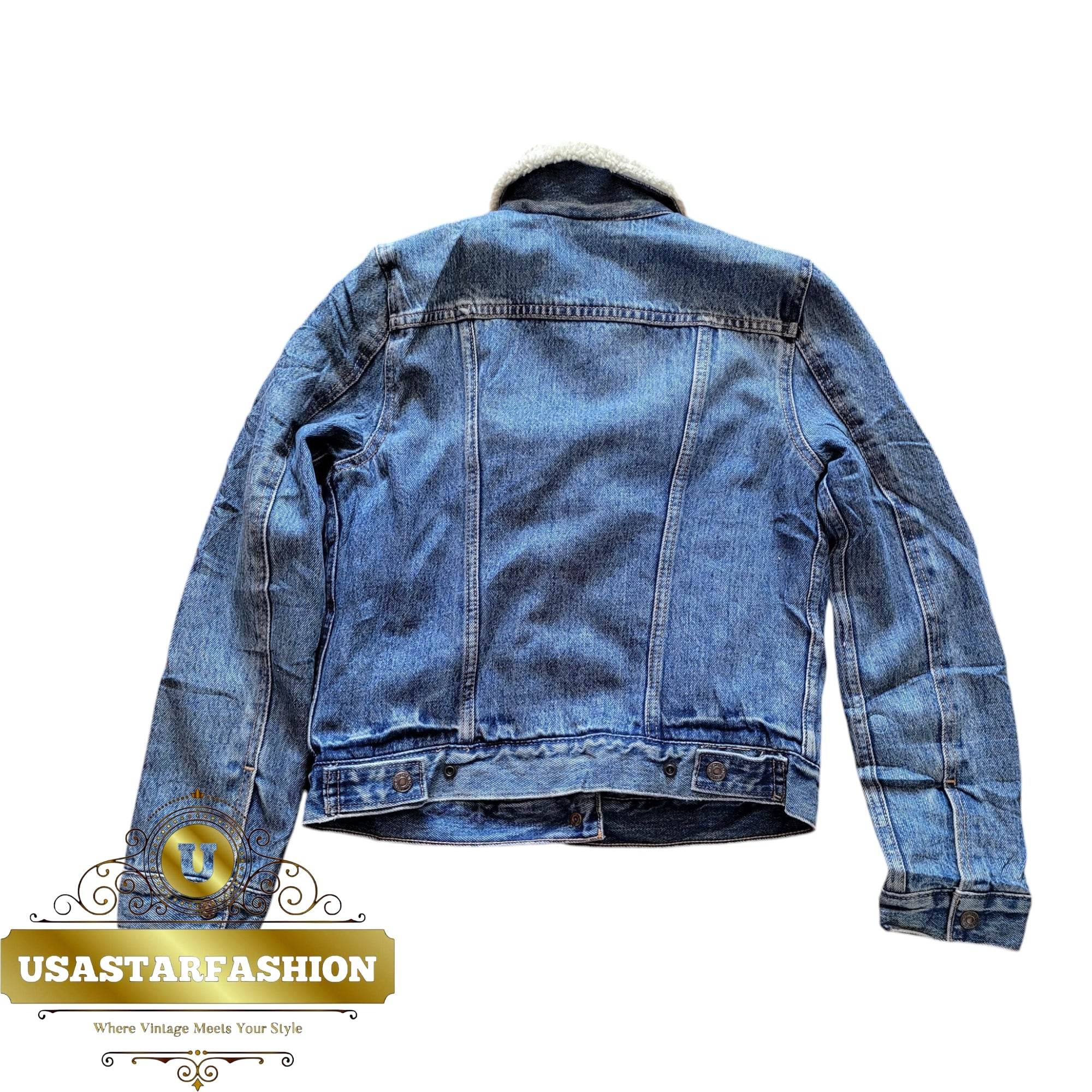 Vintage Levi’s Sherpa Trucker Jacket – Blue Denim, Size XS - USASTARFASHION