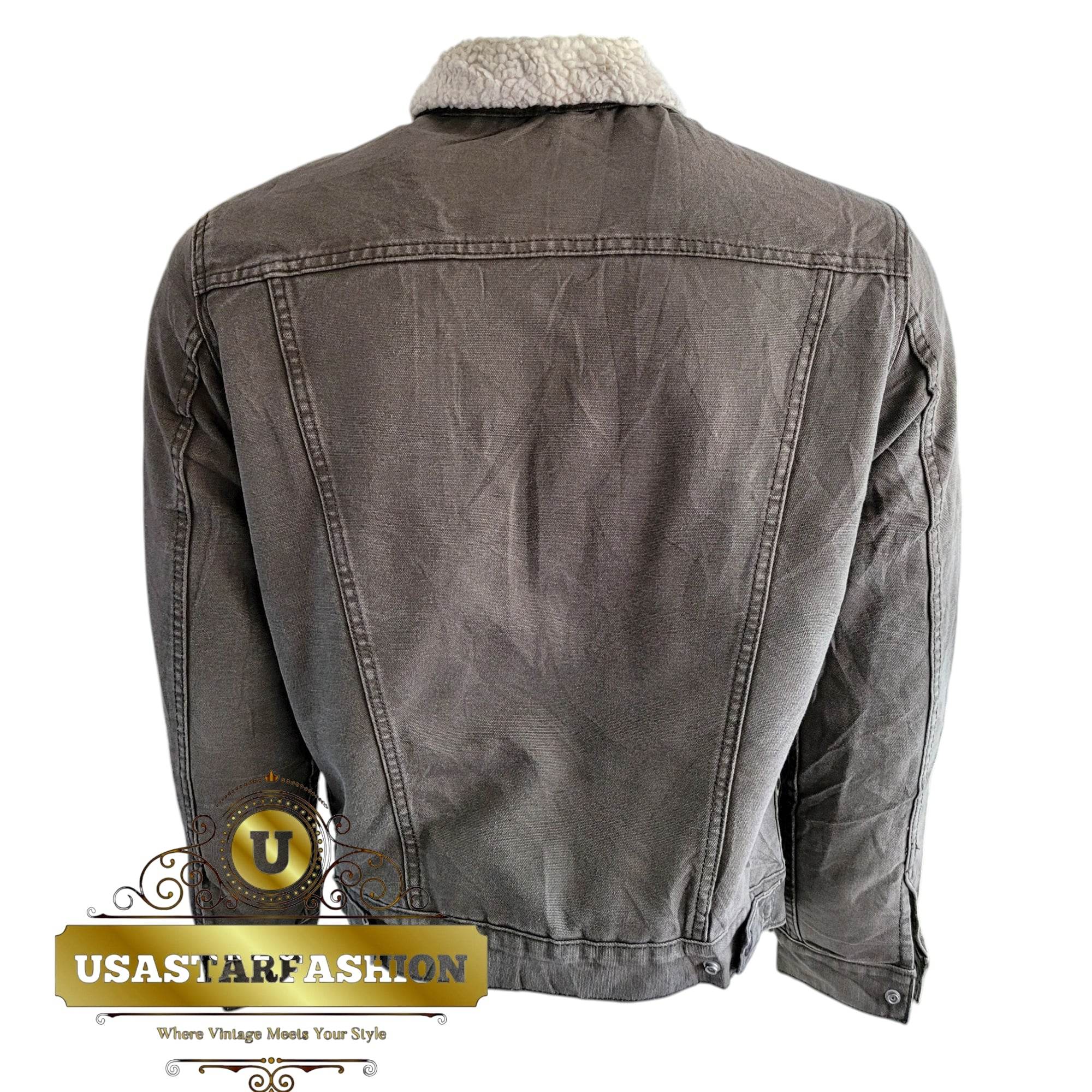 Vintage Levi’s Sherpa Trucker Jacket – Olive Green, Size M - USASTARFASHION