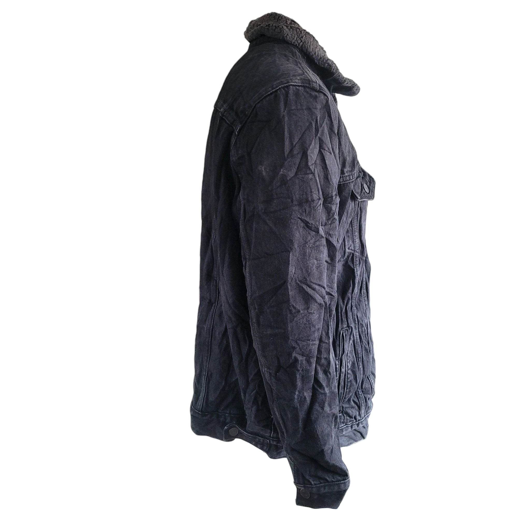 Vintage Levi’s Sherpa Trucker Jacket – XXL, Black Fleece - Lined Denim - USASTARFASHION