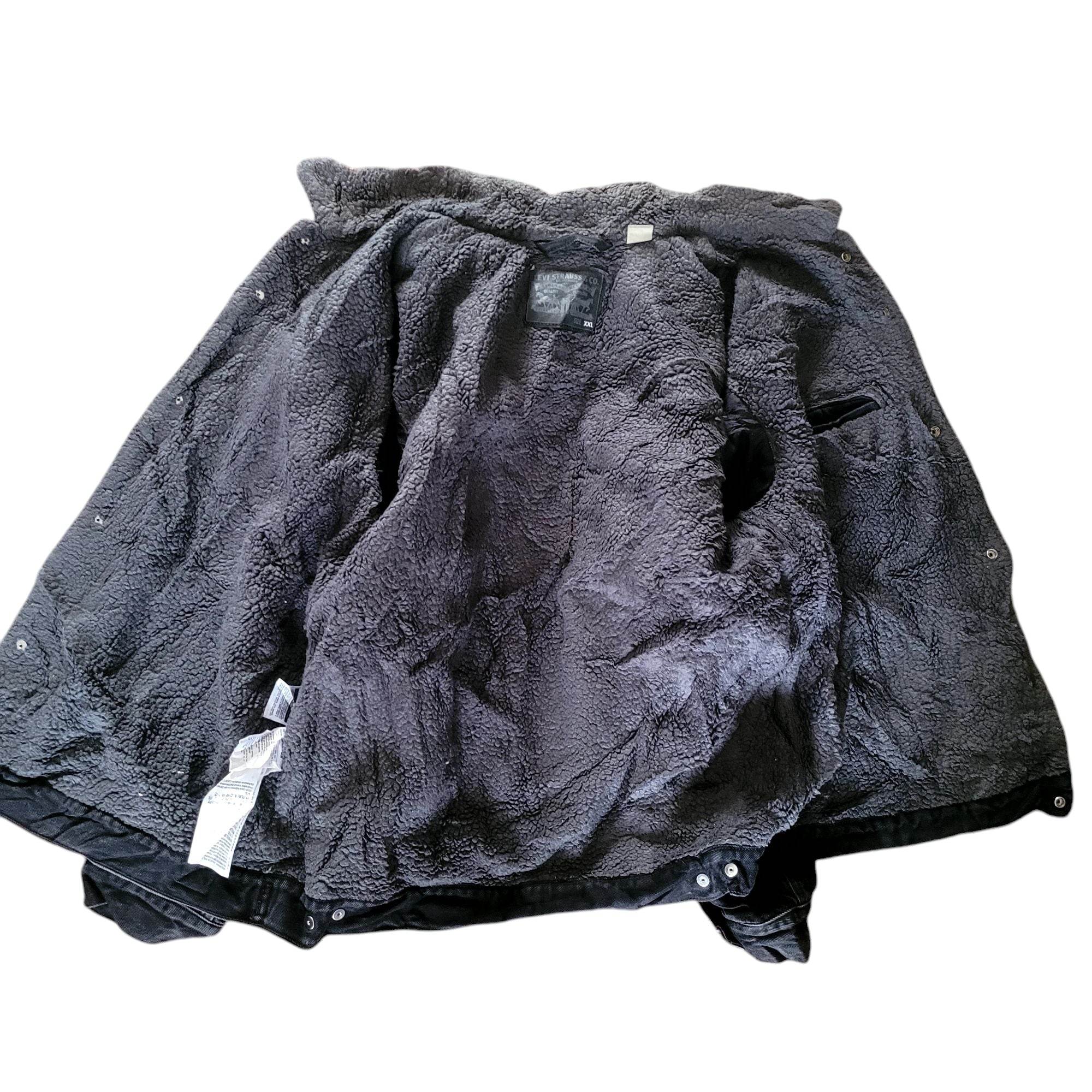 Vintage Levi’s Sherpa Trucker Jacket – XXL, Black Fleece - Lined Denim - USASTARFASHION