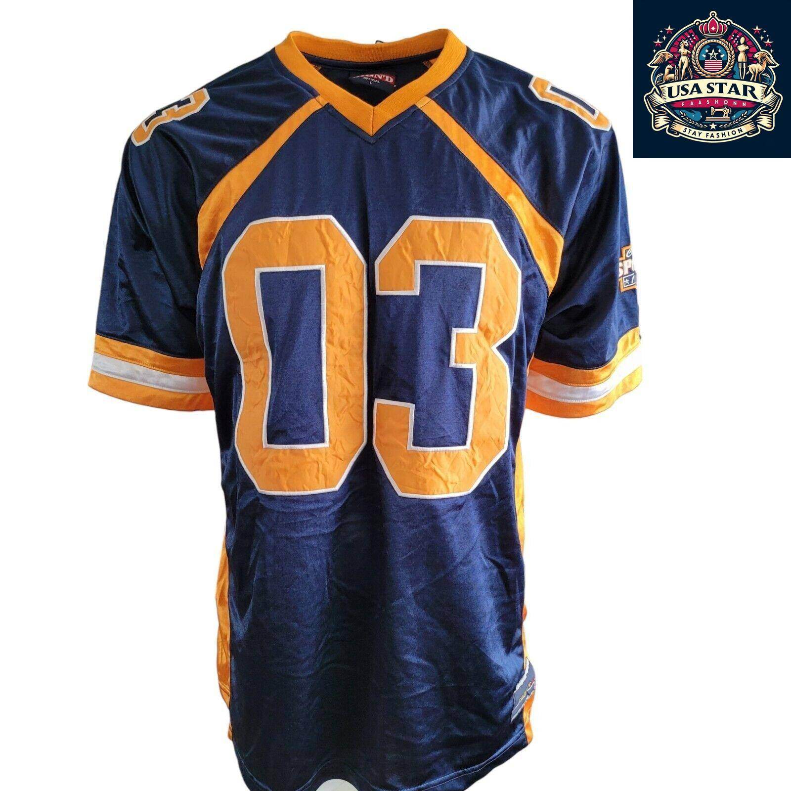 Vintage Navy Blue and Yellow Football Jersey 03 L - USASTARFASHION
