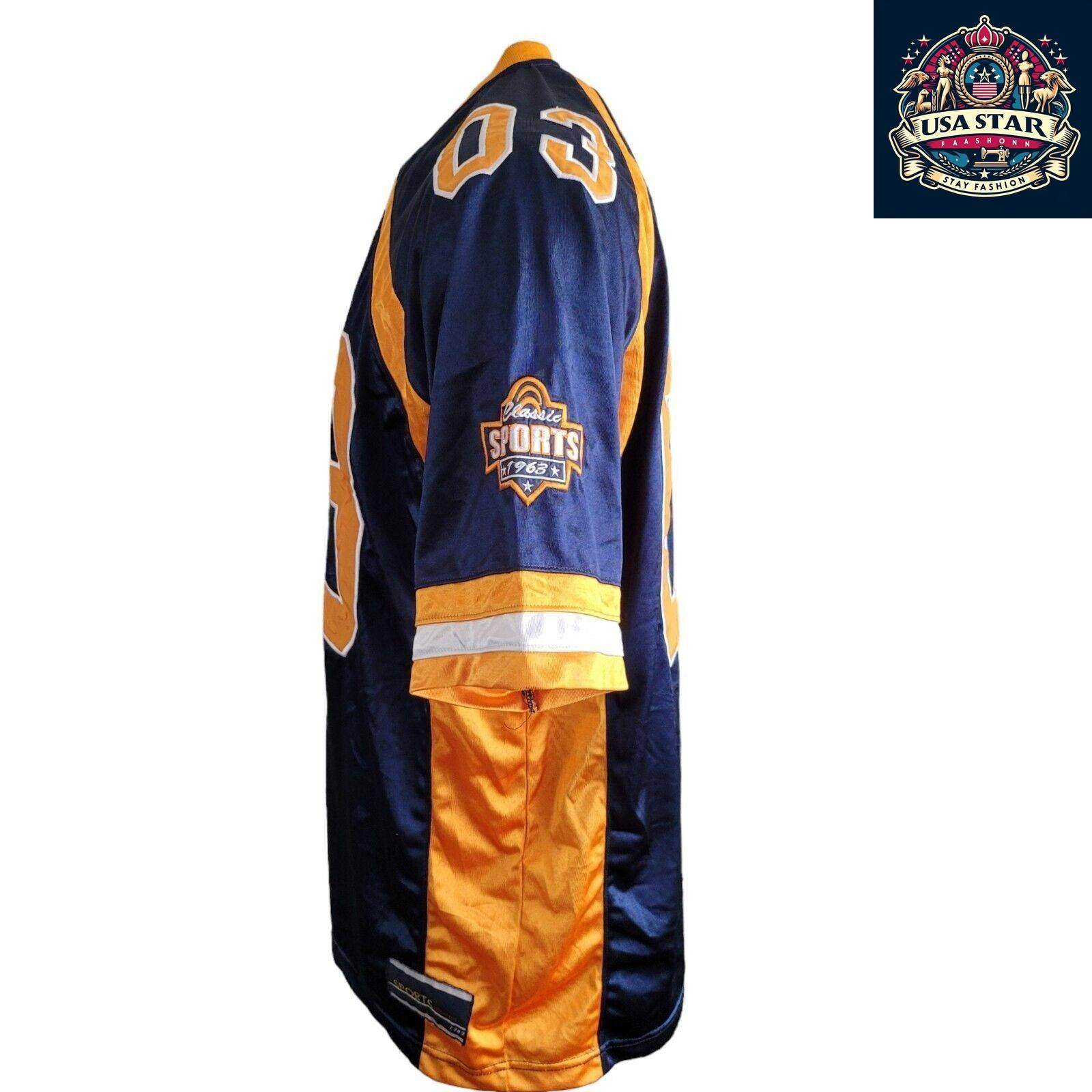 Vintage Navy Blue and Yellow Football Jersey 03 L - USASTARFASHION