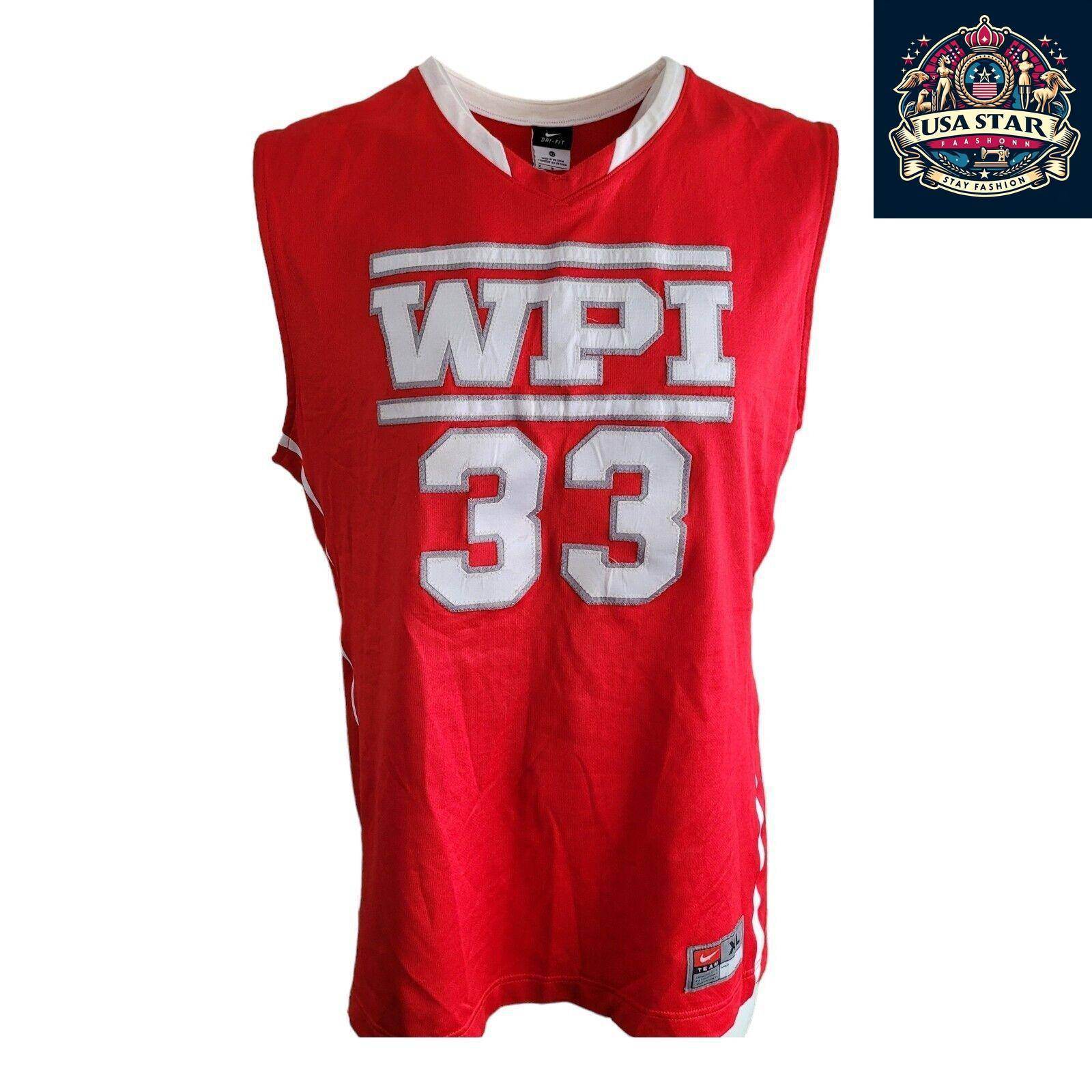 Vintage Nike WPI 33 XL Basketball Jersey in Rich Red - Comfortable & Stylish Sportswear - USASTARFASHION
