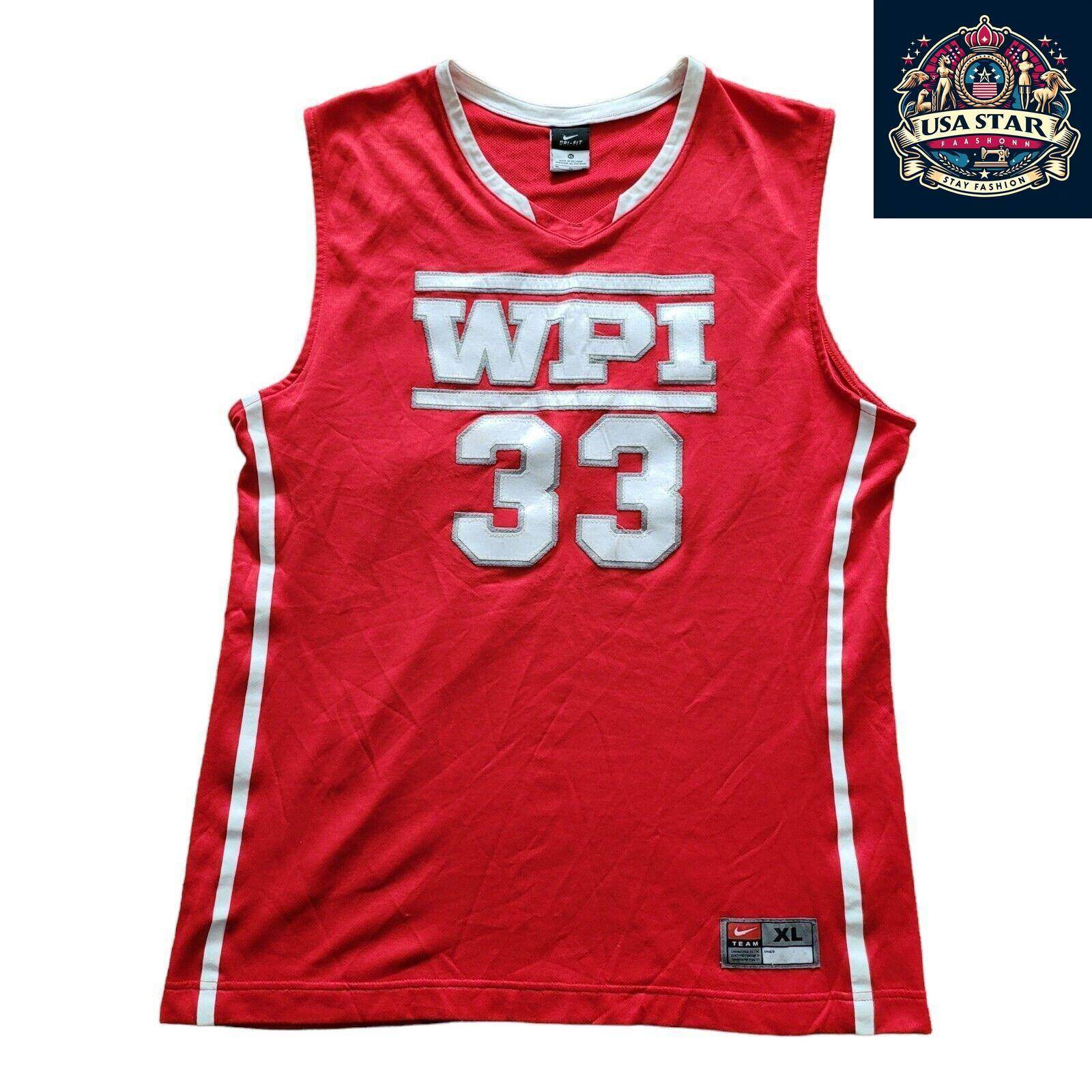 Vintage Nike WPI 33 XL Basketball Jersey in Rich Red - Comfortable & Stylish Sportswear - USASTARFASHION