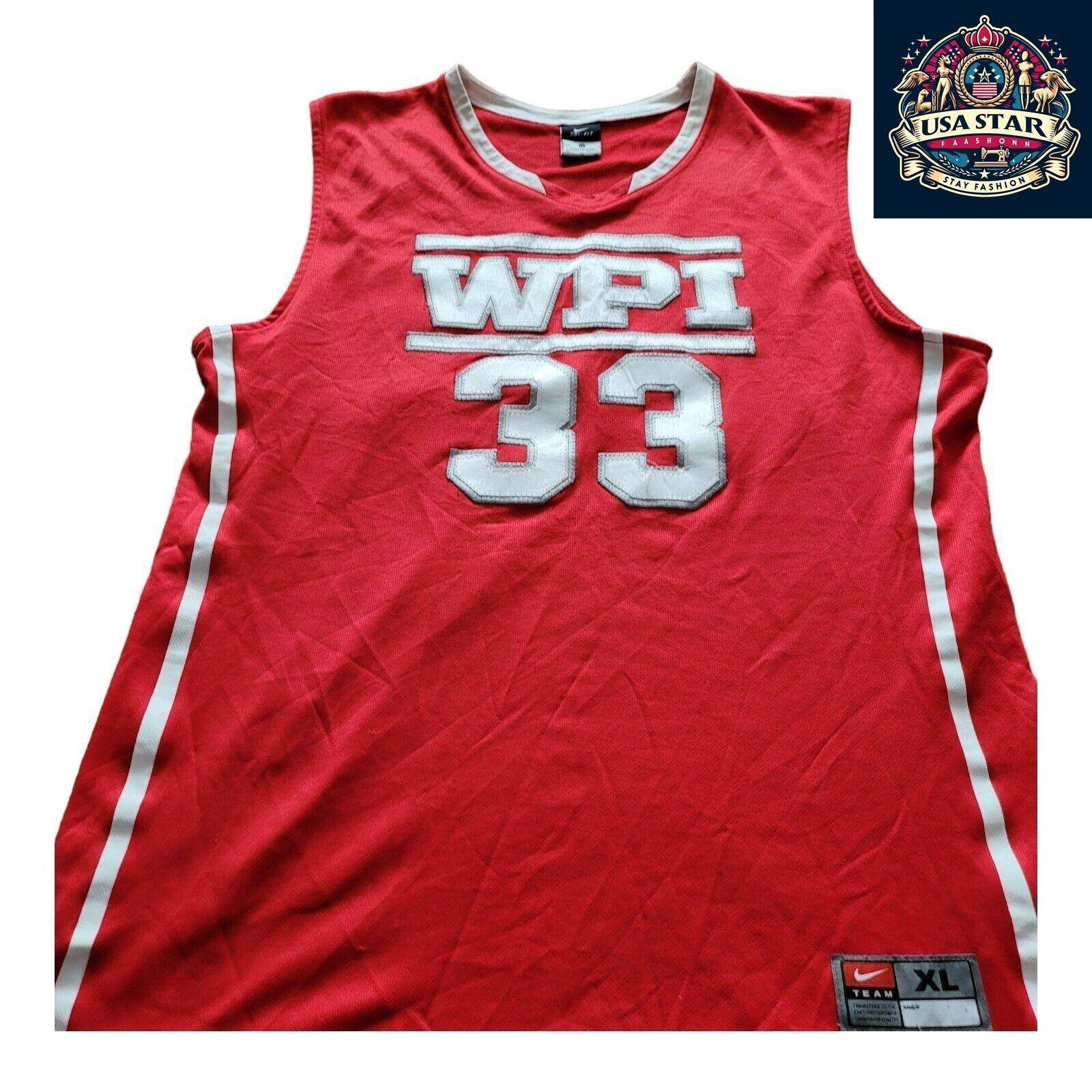 Vintage Nike WPI 33 XL Basketball Jersey in Rich Red - Comfortable & Stylish Sportswear - USASTARFASHION