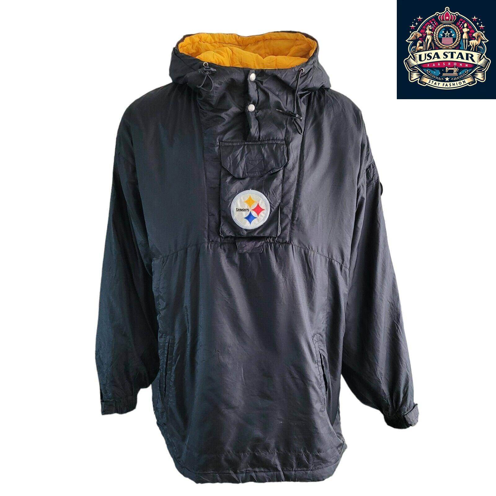 Vintage Pittsburgh Steelers Jacket 90's NFL Game Day By Phenom Size XXL, Retro Style - USASTARFASHION