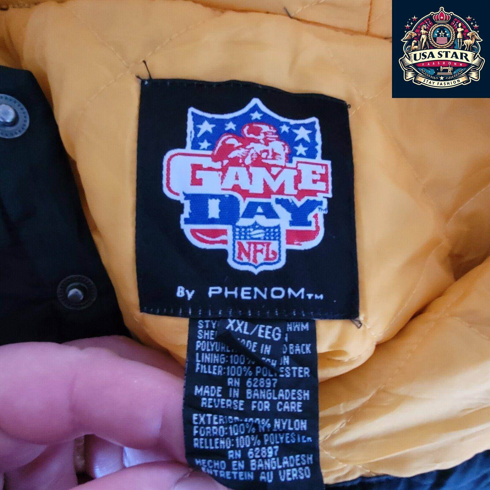 Vintage Pittsburgh Steelers Jacket 90's NFL Game Day By Phenom Size XXL, Retro Style - USASTARFASHION