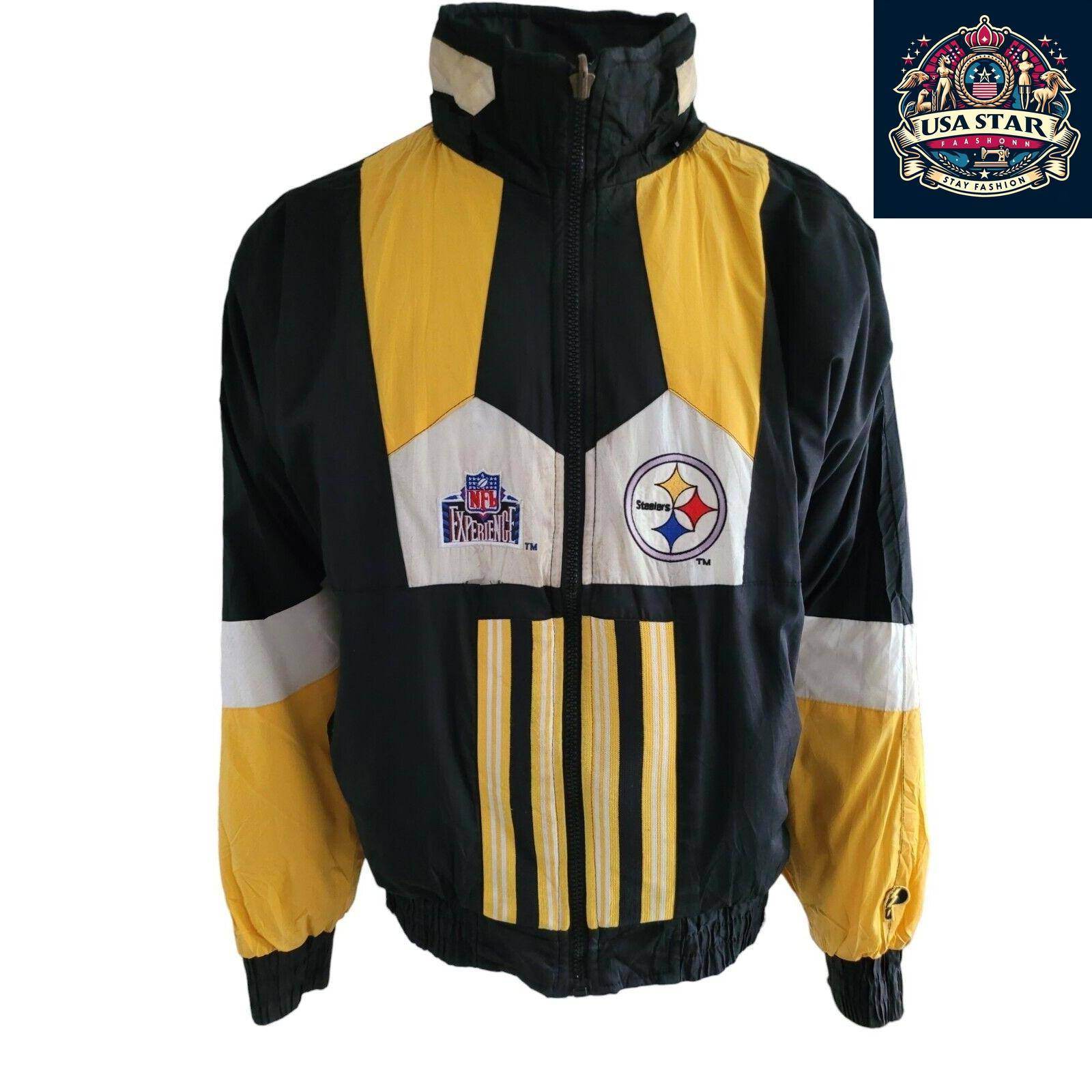 Vintage Pittsburgh Steelers Reversible NFL Puffer Jacket Black Size XLarge - USASTARFASHION