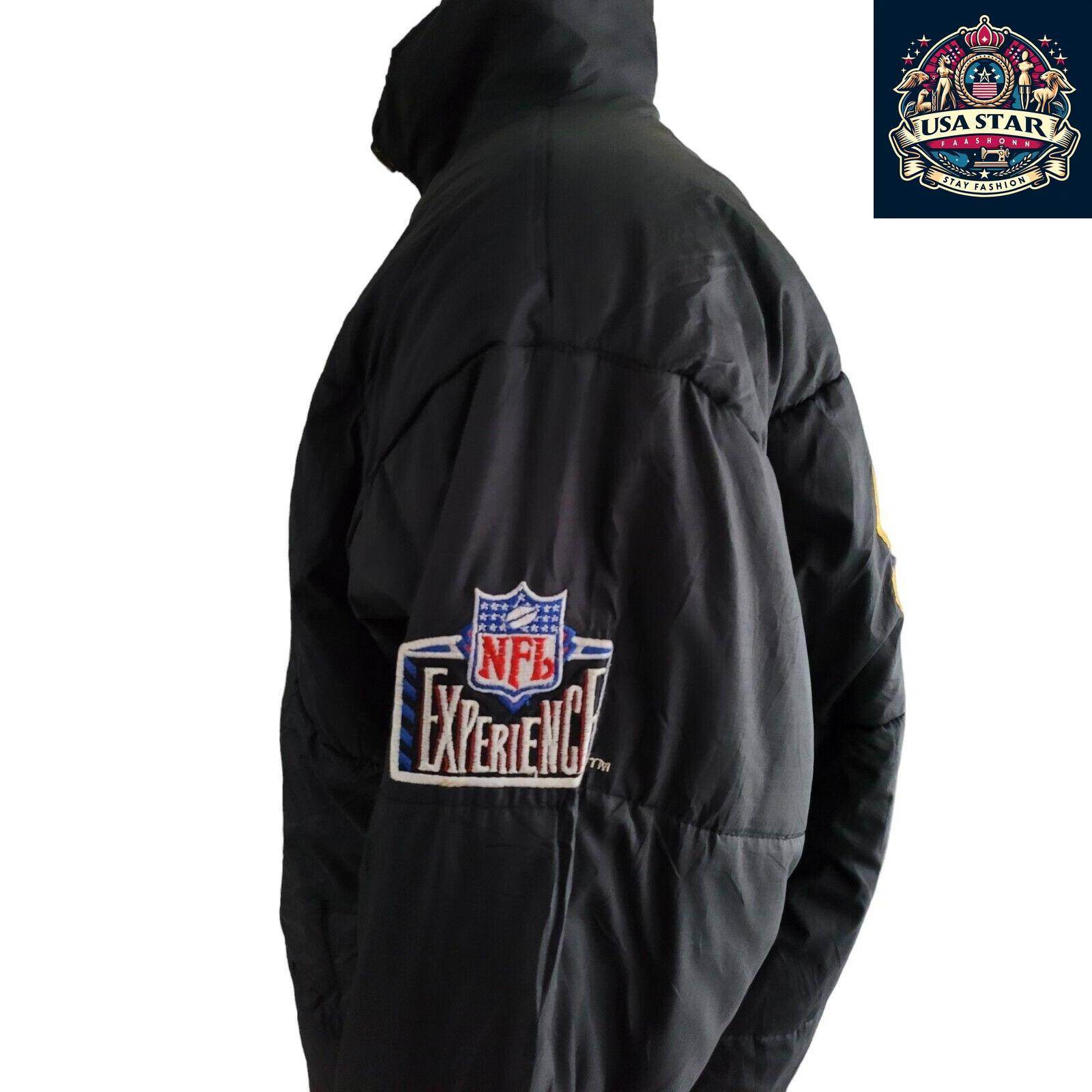 Vintage Pittsburgh Steelers Reversible NFL Puffer Jacket Black Size XLarge - USASTARFASHION