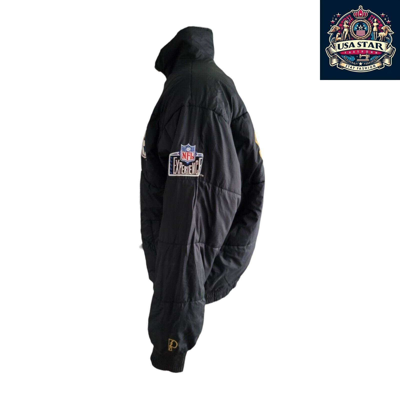 Vintage Pittsburgh Steelers Reversible NFL Puffer Jacket Black Size XLarge - USASTARFASHION