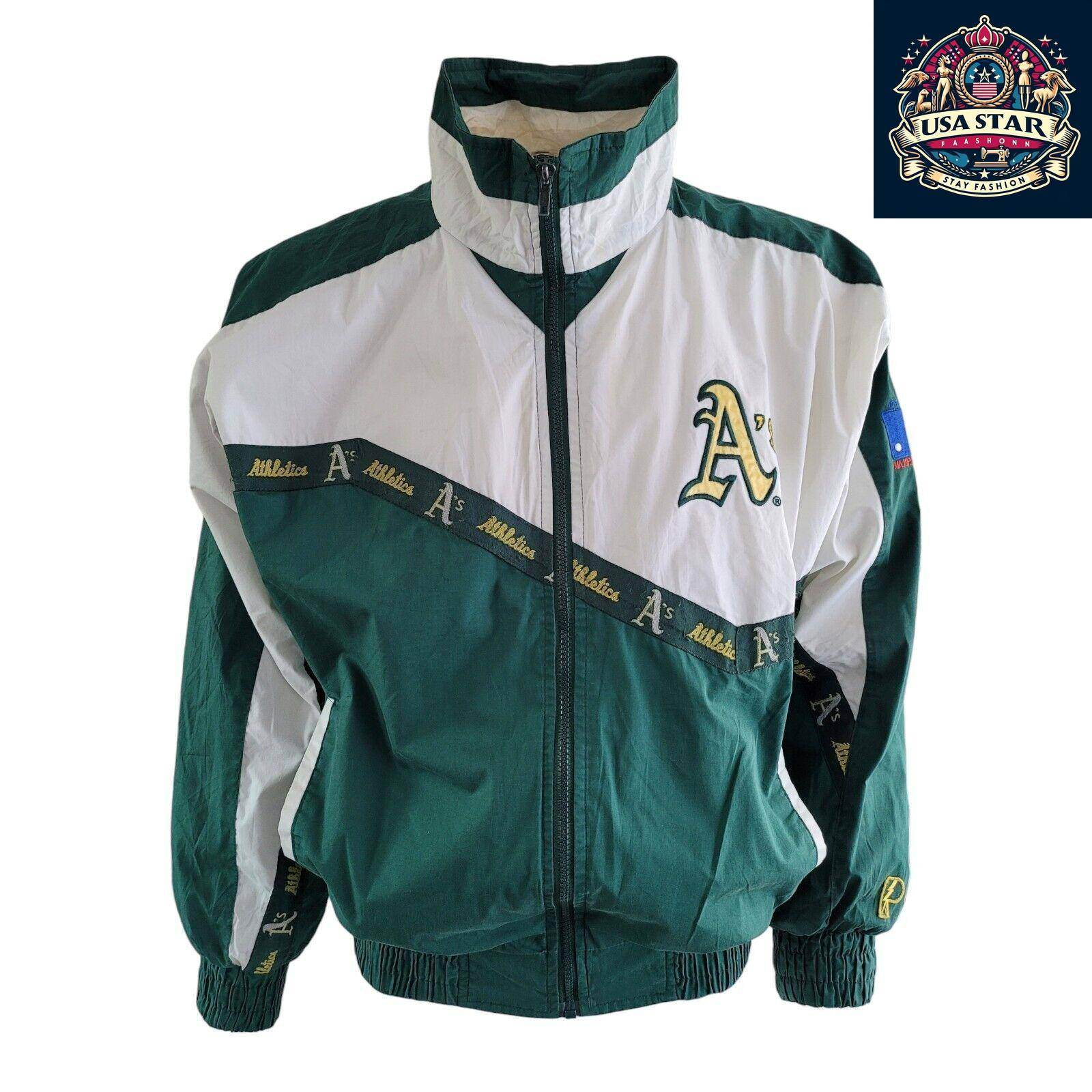 Vintage Pro Player 80s / 90s Oakland A’s Embroidered Logo Jacket Size Large... - USASTARFASHION