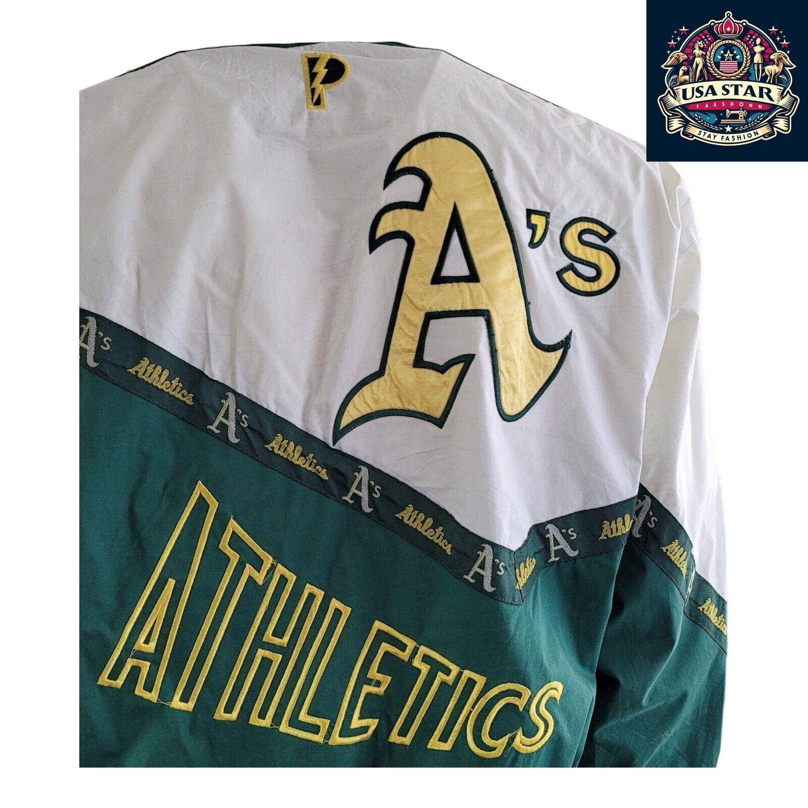 Vintage Pro Player 80s / 90s Oakland A’s Embroidered Logo Jacket Size Large... - USASTARFASHION