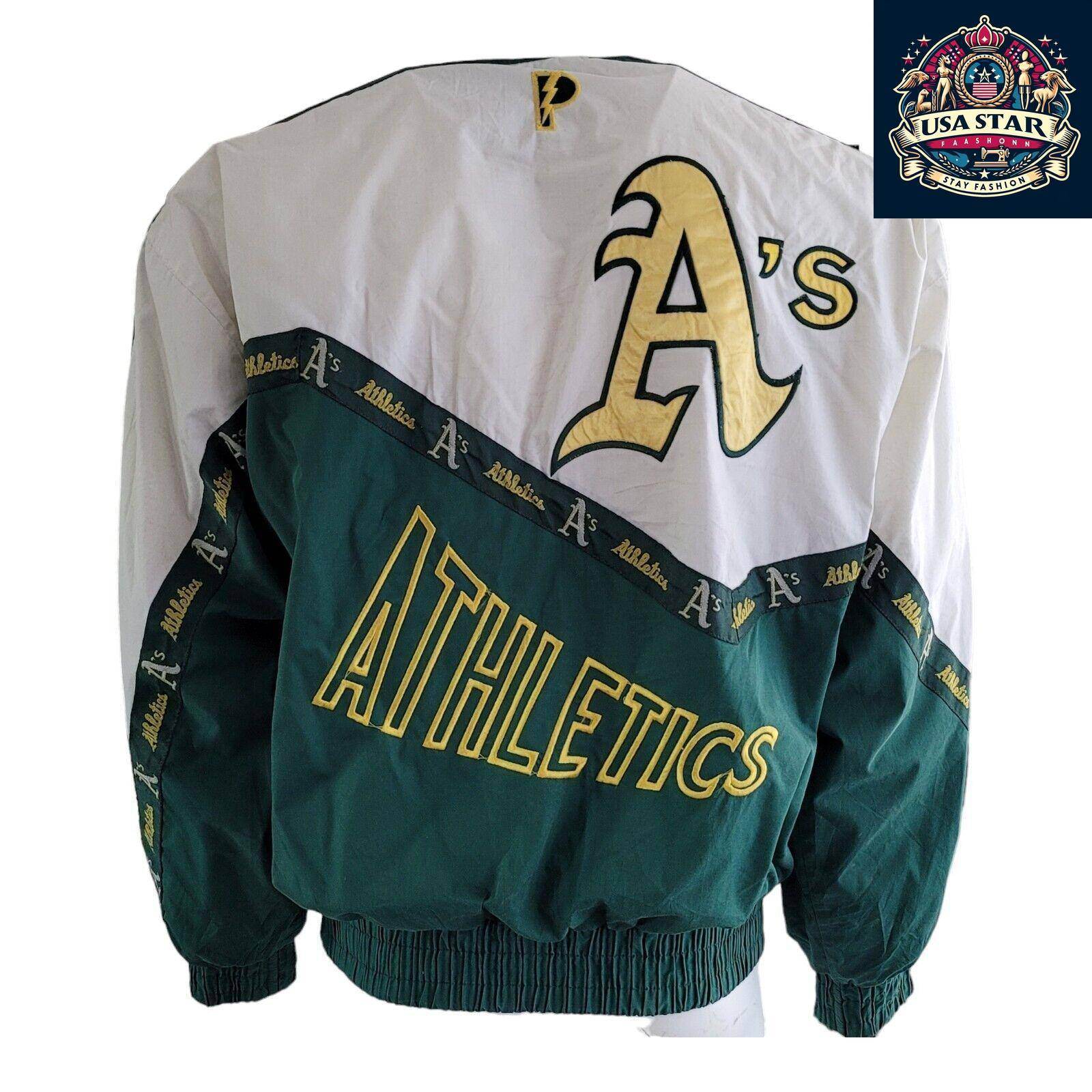 Vintage Pro Player 80s / 90s Oakland A’s Embroidered Logo Jacket Size Large... - USASTARFASHION