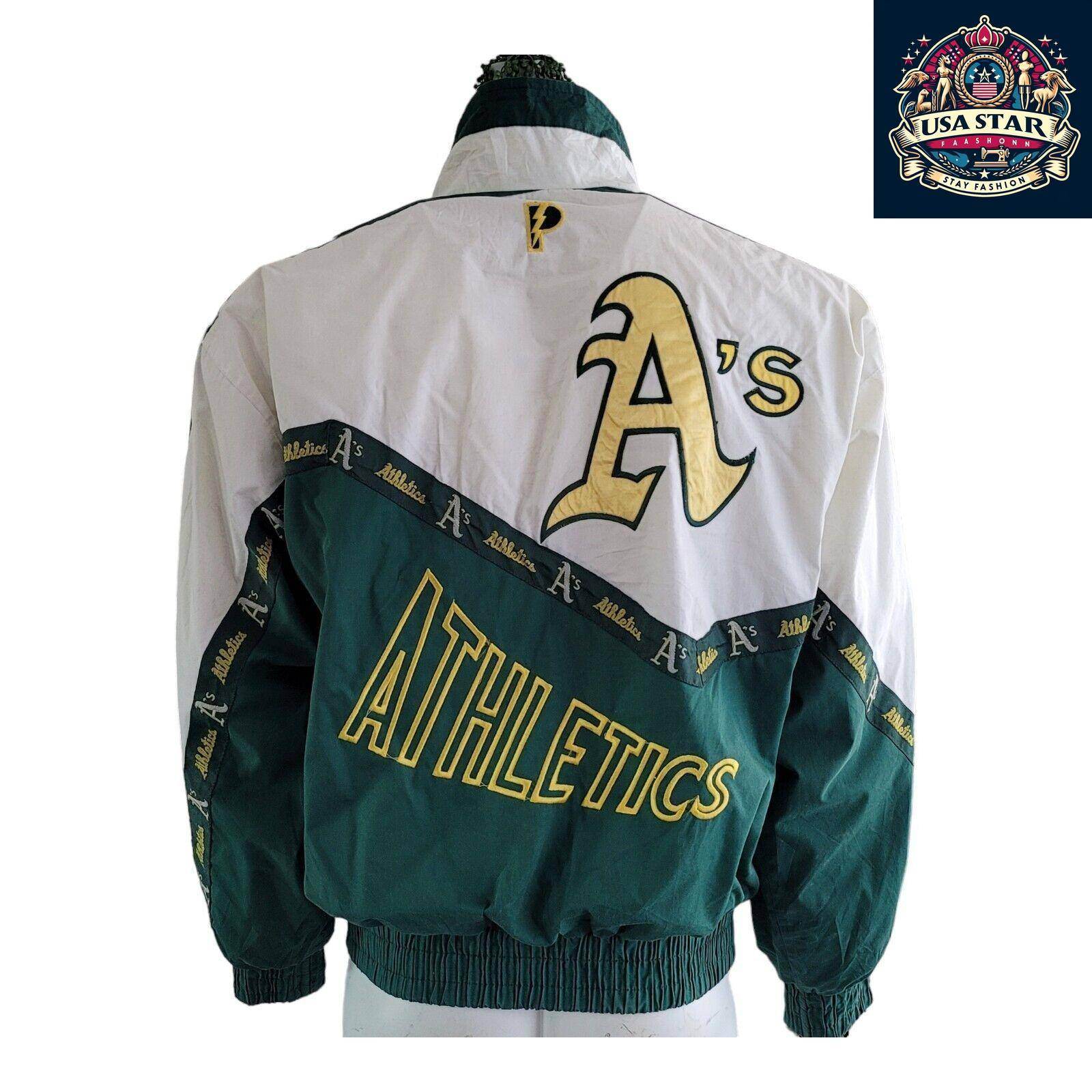 Vintage Pro Player 80s / 90s Oakland A’s Embroidered Logo Jacket Size Large... - USASTARFASHION