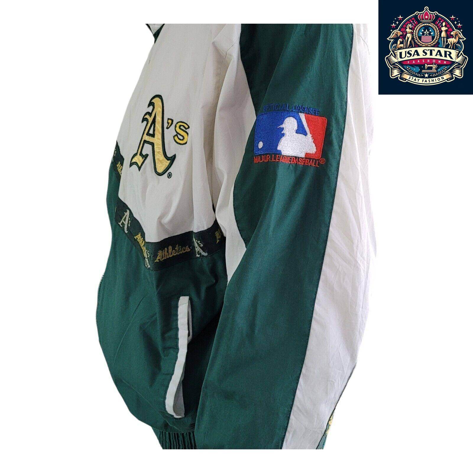 Vintage Pro Player 80s / 90s Oakland A’s Embroidered Logo Jacket Size Large... - USASTARFASHION