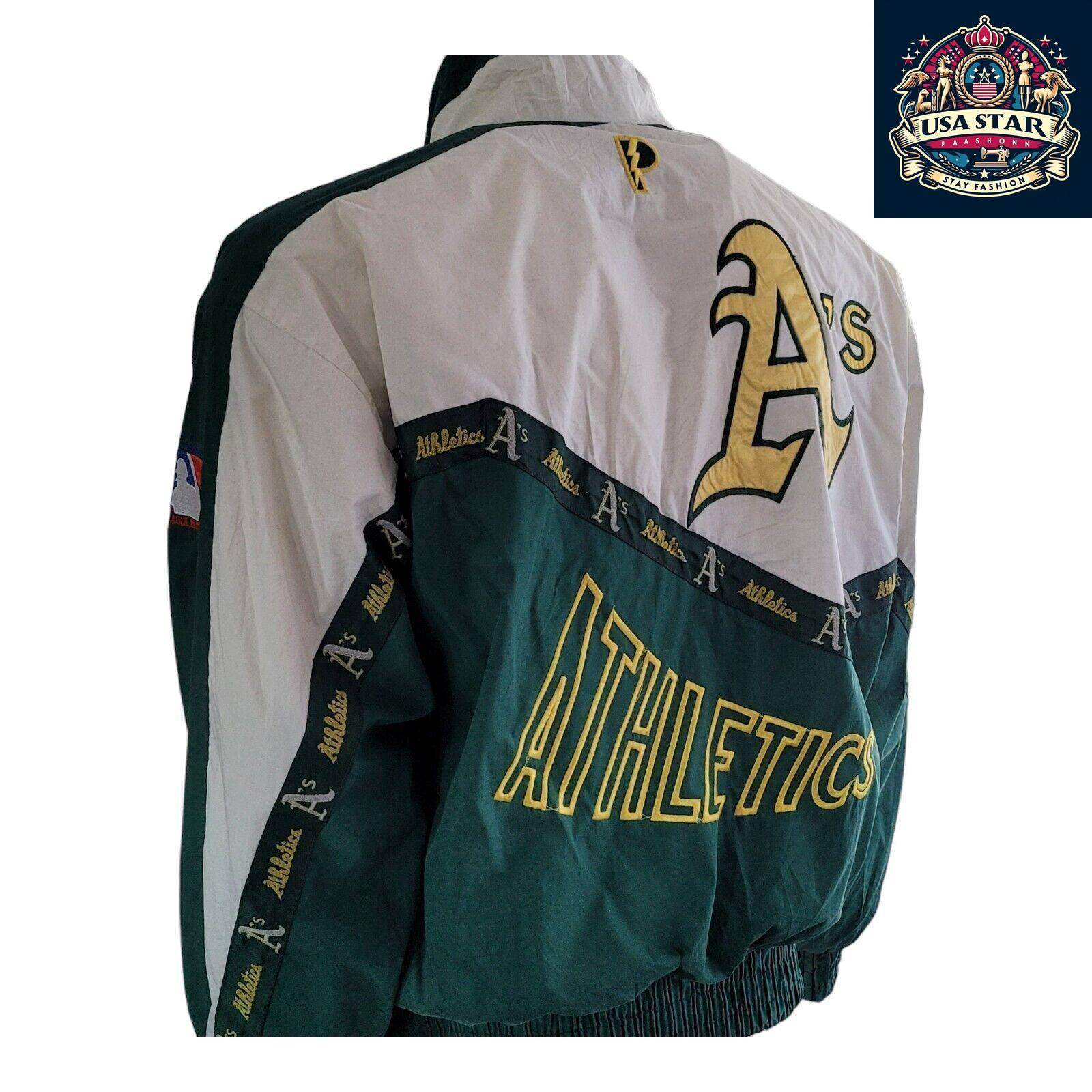 Vintage Pro Player 80s / 90s Oakland A’s Embroidered Logo Jacket Size Large... - USASTARFASHION