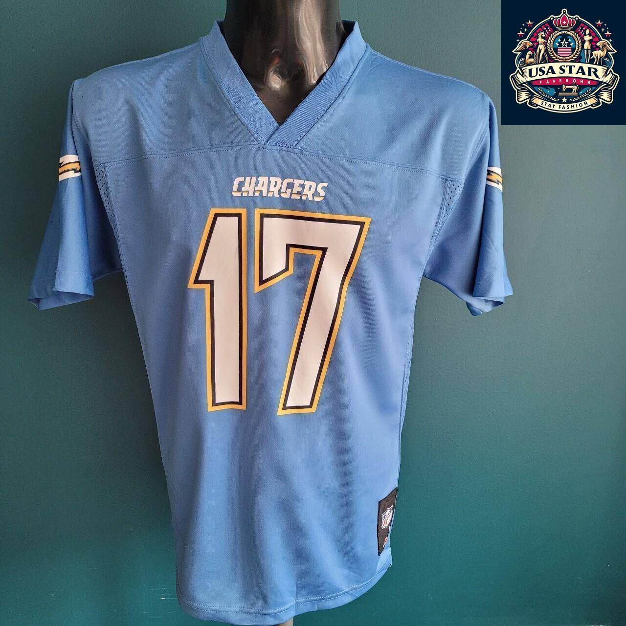 Vintage Reebok NFL Los Angeles Chargers 17 Rivers Printed Jersey Large Youth - USASTARFASHION